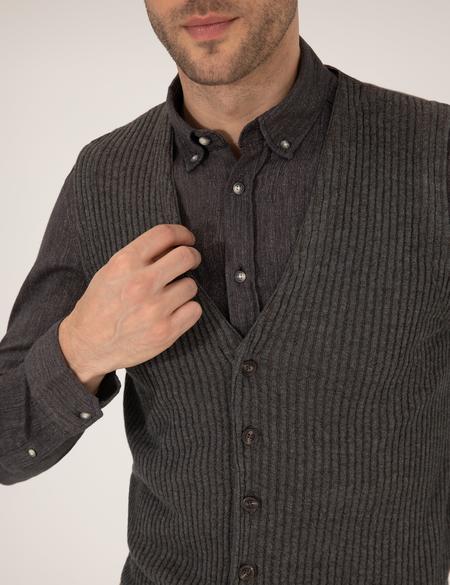 Gri Melanj Triko Yelek - 50263175007