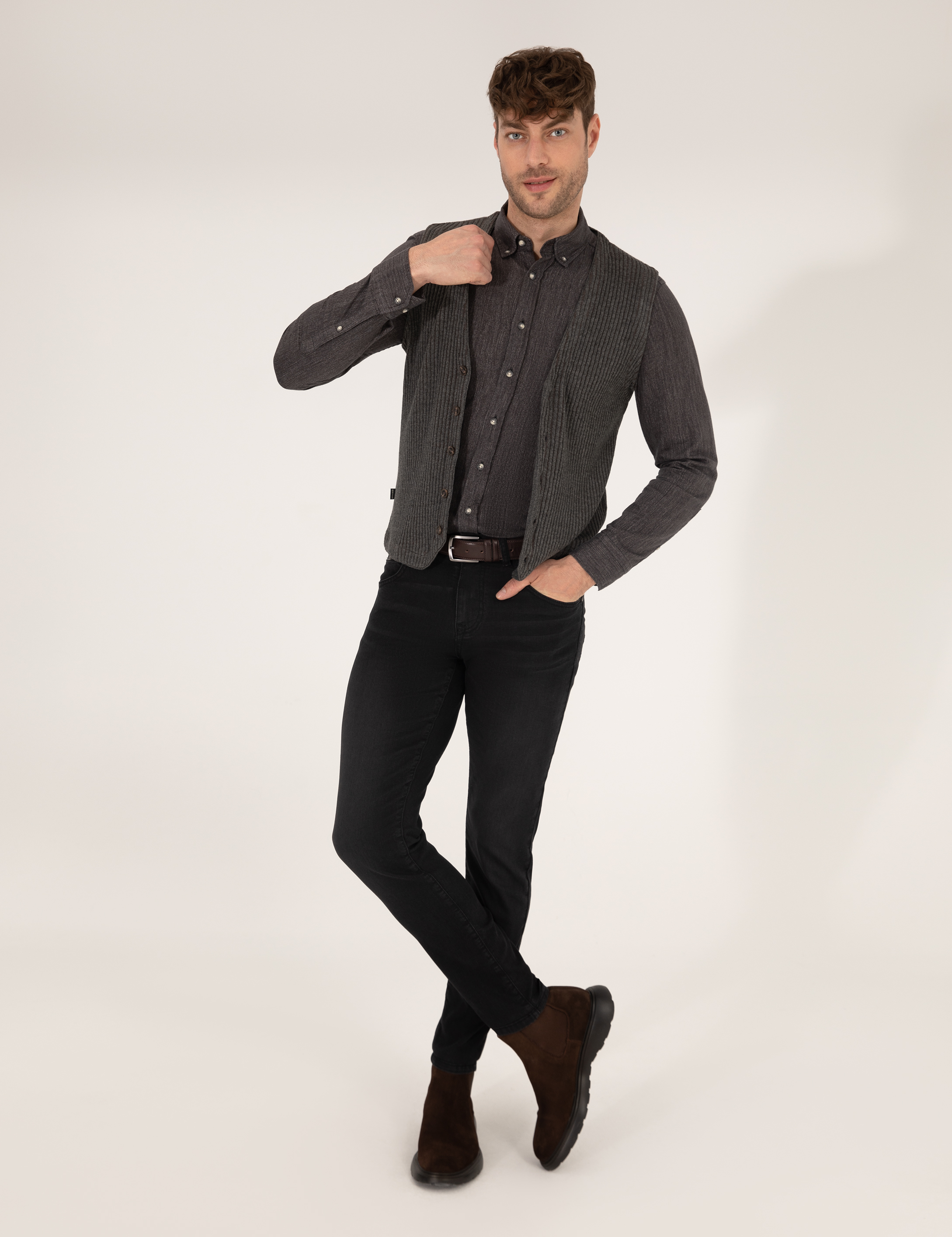 Pierre Cardin Gri Melanj Triko Yelek görsel 3
