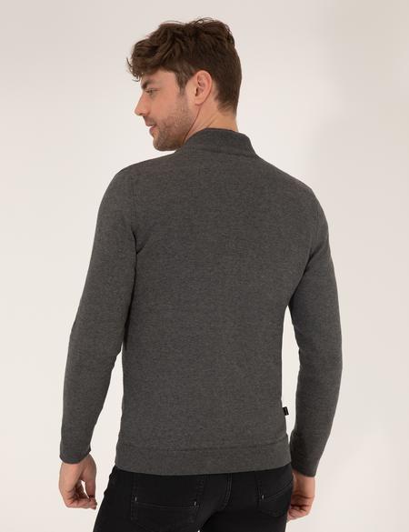 Gri Melanj Slim Fit Triko Hırka - 50265903026