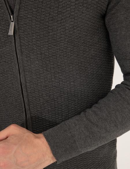 Gri Melanj Slim Fit Triko Hırka - 50265903026