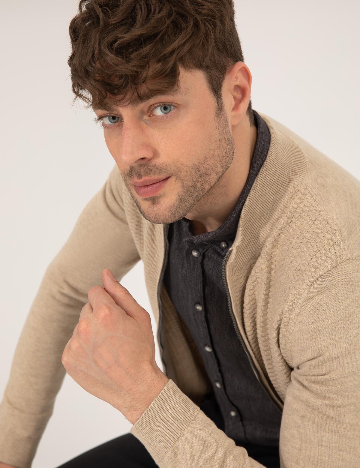 Kum Melanj Slim Fit Triko Hırka - 50265903031