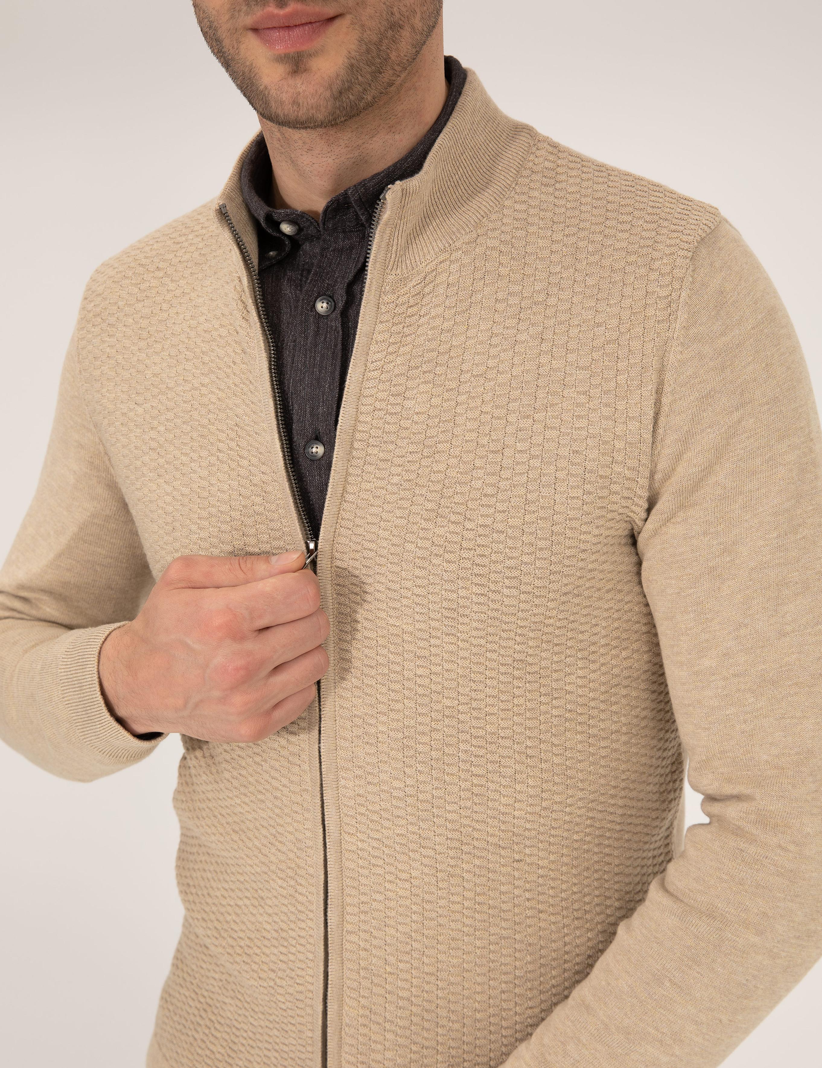 Kum Melanj Slim Fit Triko Hırka