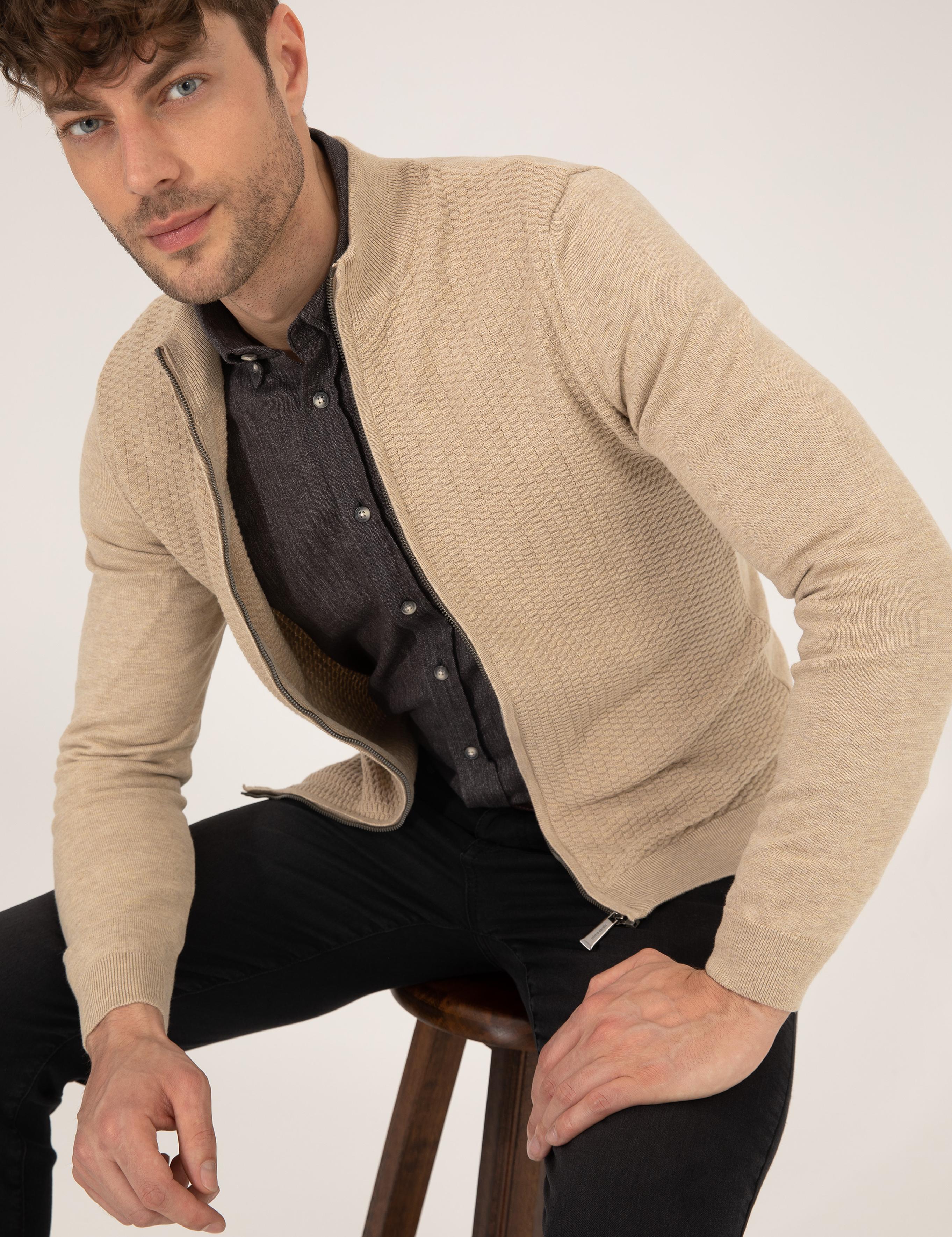 Kum Melanj Slim Fit Triko Hırka