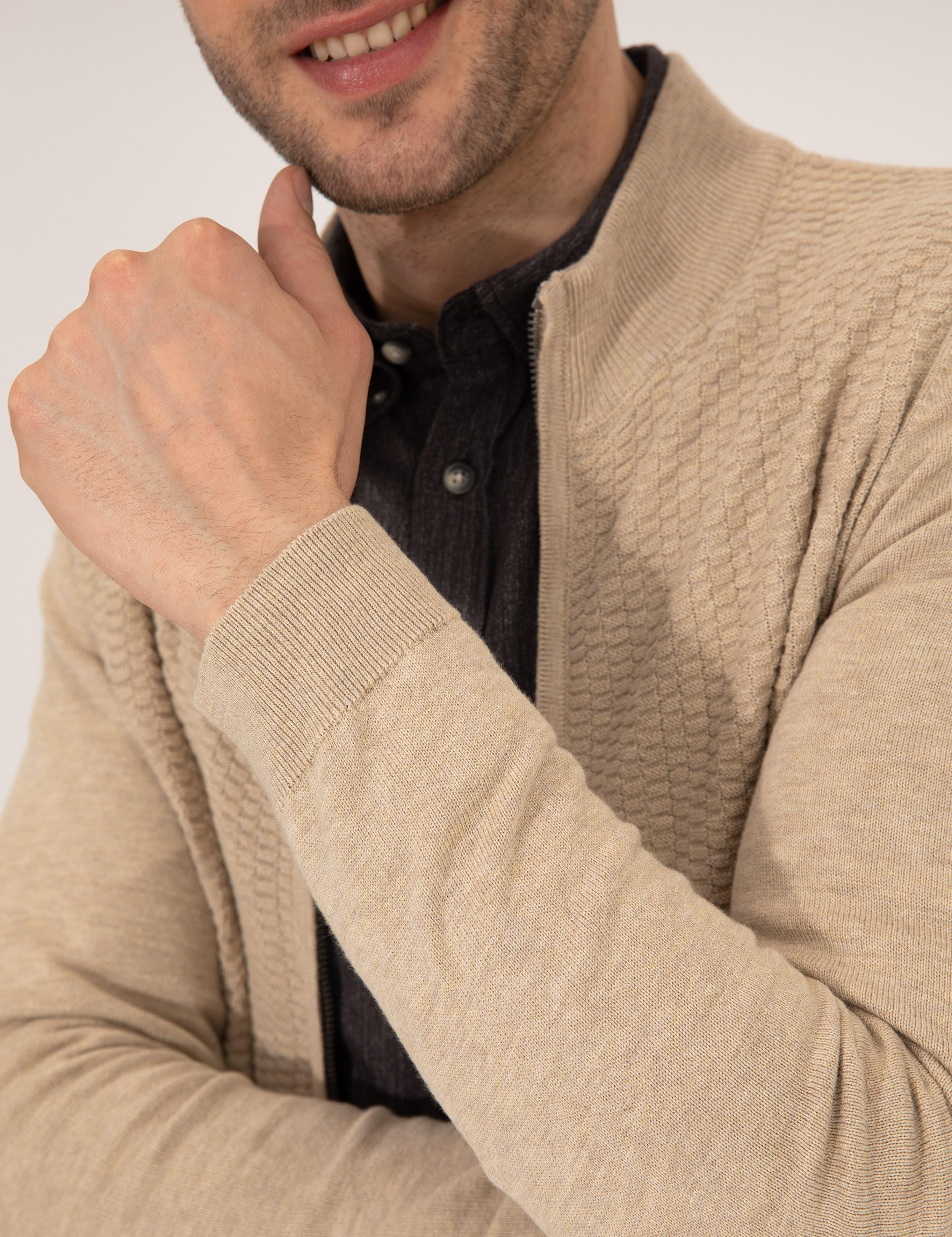 Kum Melanj Slim Fit Triko Hırka