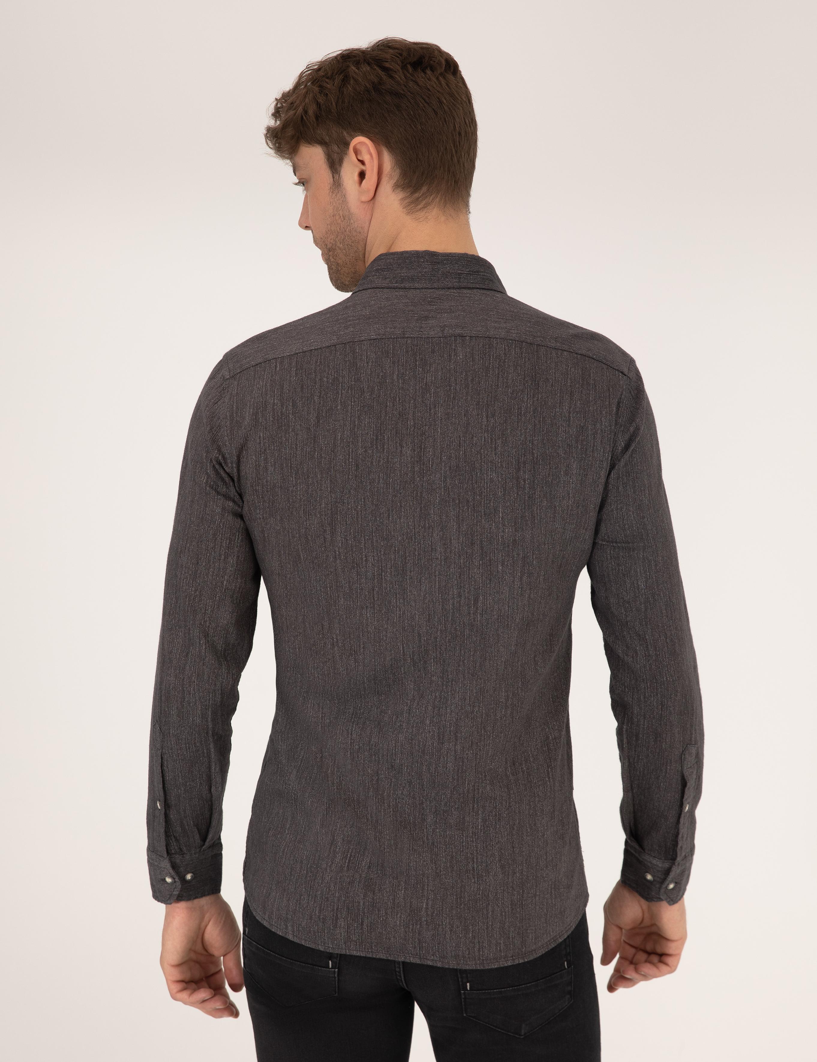 Siyah Slim Fit Uzun Kollu Gömlek