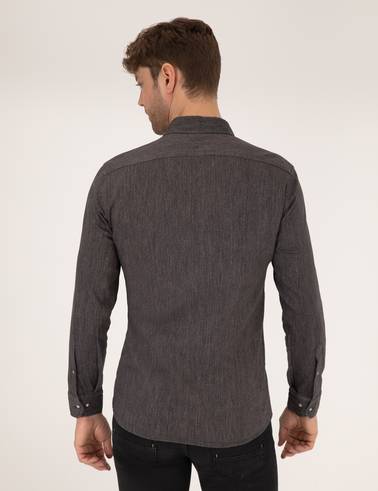 Siyah Slim Fit Uzun Kollu Gömlek
