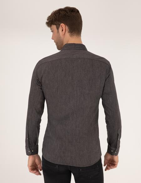 Siyah Slim Fit Uzun Kollu Gömlek - 50266232008