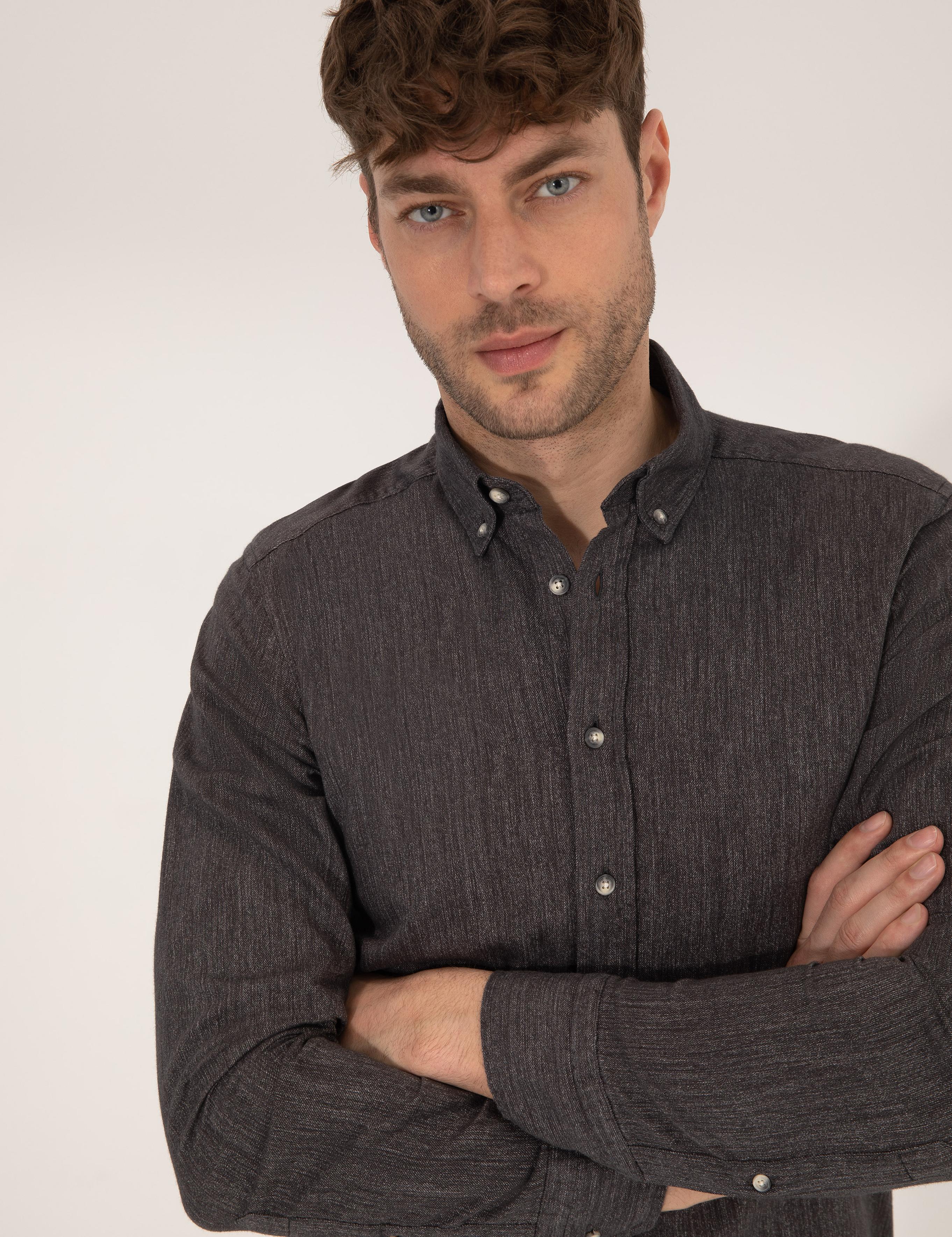 Siyah Slim Fit Uzun Kollu Gömlek