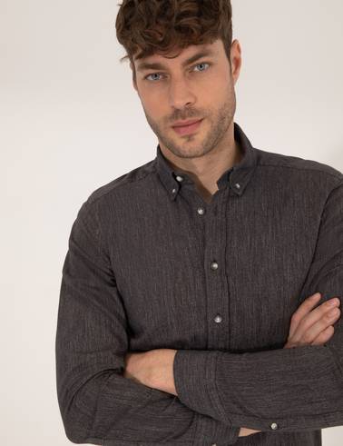 Siyah Slim Fit Uzun Kollu Gömlek