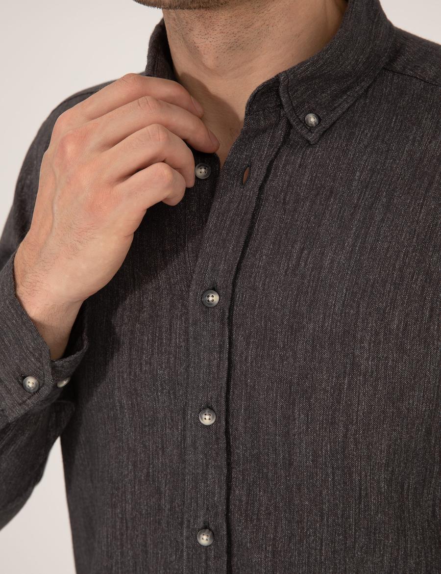 Siyah Slim Fit Uzun Kollu Gömlek