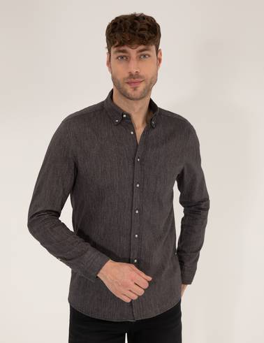 Siyah Slim Fit Uzun Kollu Gömlek