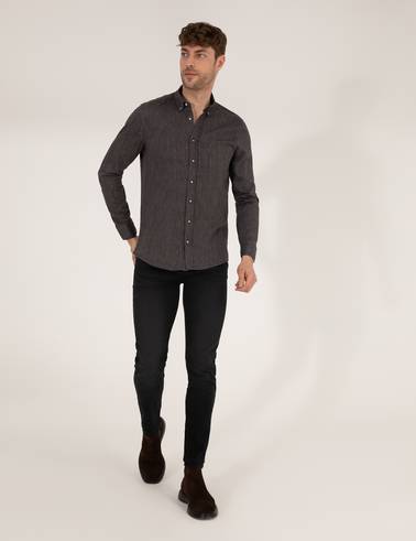 Siyah Slim Fit Uzun Kollu Gömlek