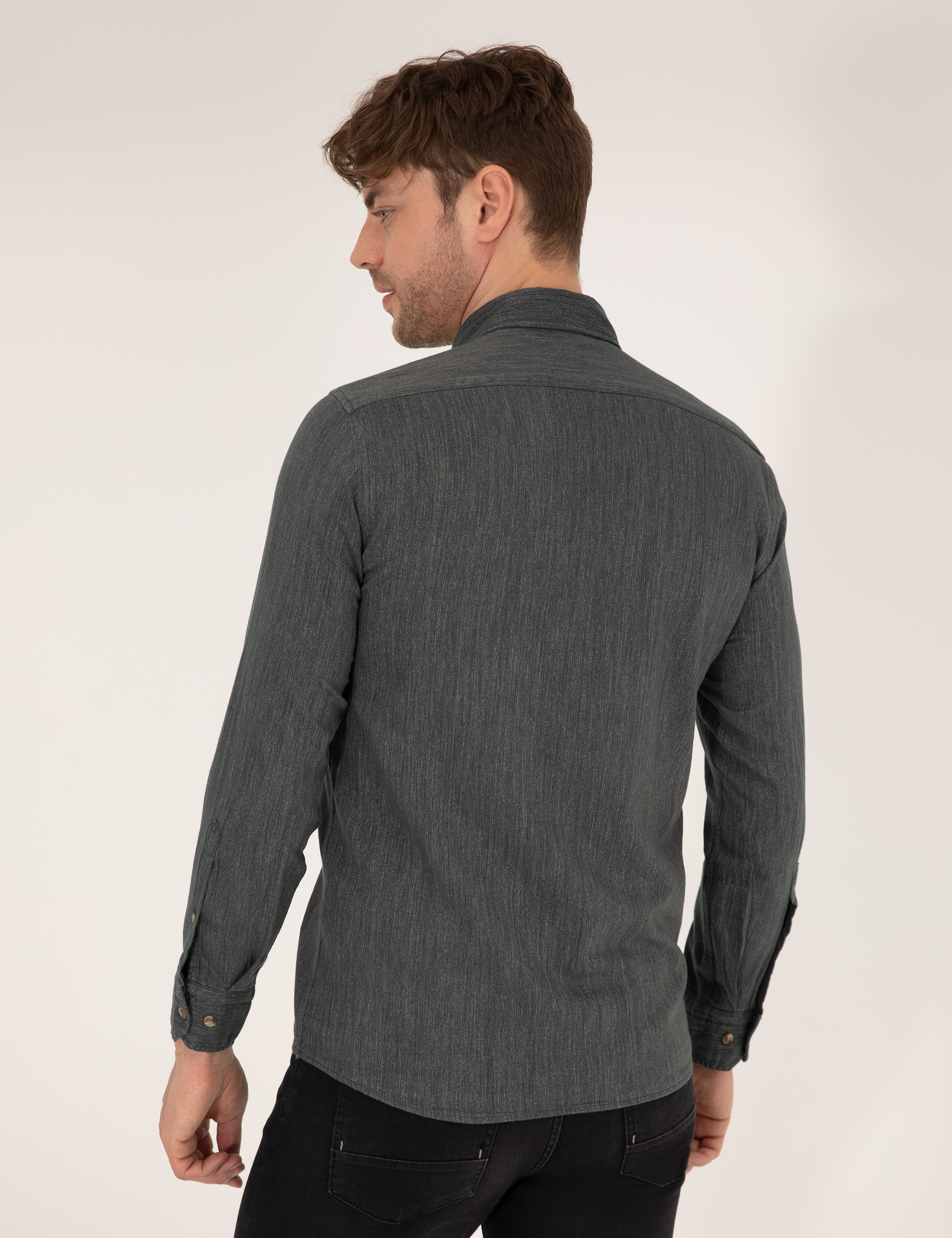 Pierre Cardin Haki Slim Fit Uzun Kollu Gömlek görsel 5