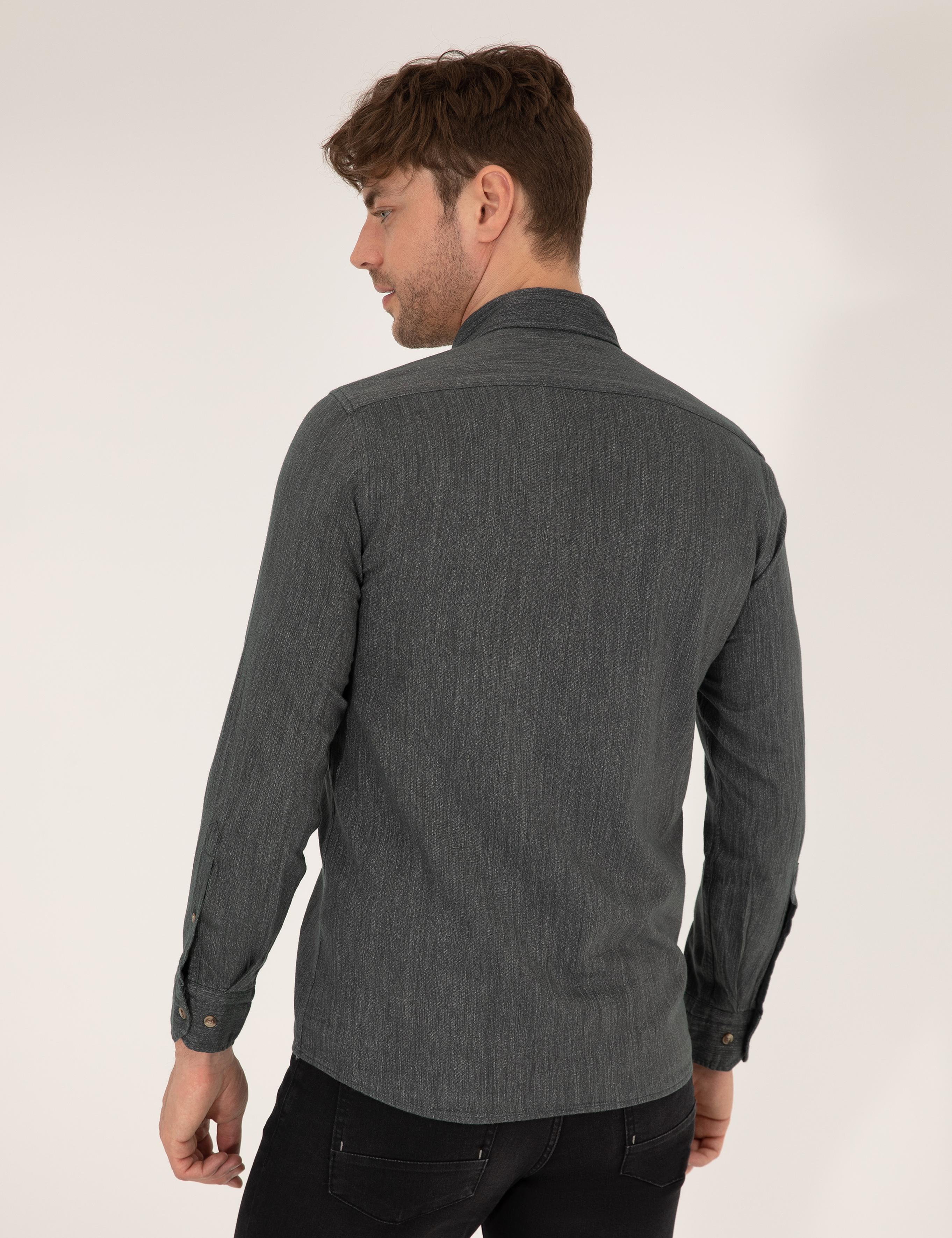 Haki Slim Fit Uzun Kollu Gömlek