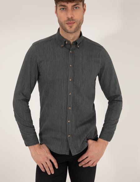 Haki Slim Fit Uzun Kollu Gömlek - 50266232017