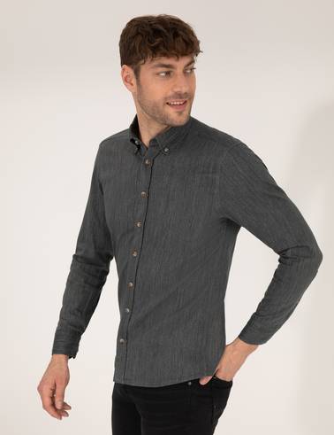 Haki Slim Fit Uzun Kollu Gömlek