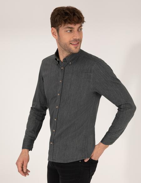 Haki Slim Fit Uzun Kollu Gömlek - 50266232017