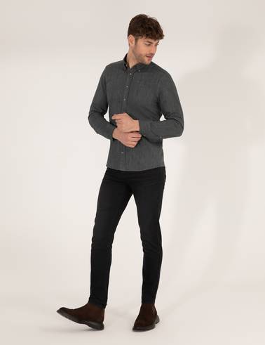 Haki Slim Fit Uzun Kollu Gömlek