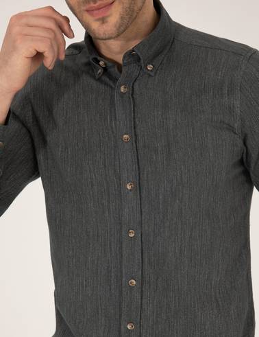 Haki Slim Fit Uzun Kollu Gömlek