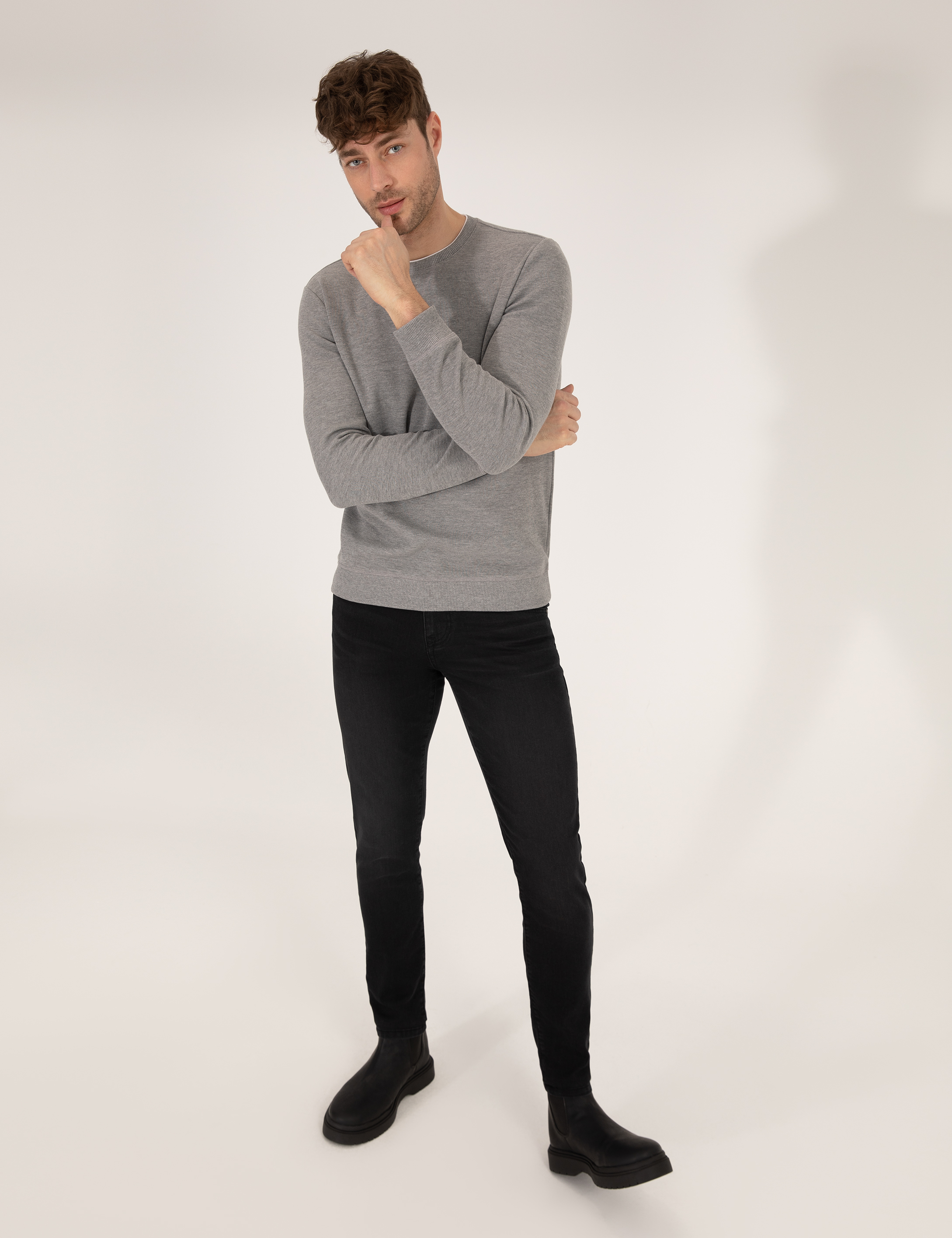 Pierre Cardin Gri Melanj Sweatshirt görsel 4
