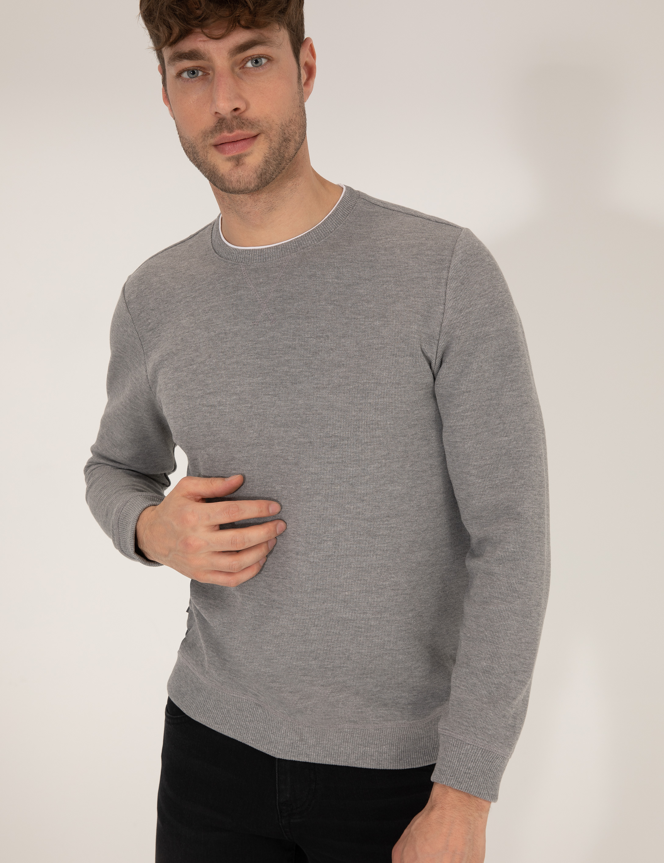 Pierre Cardin Gri Melanj Sweatshirt görsel 2