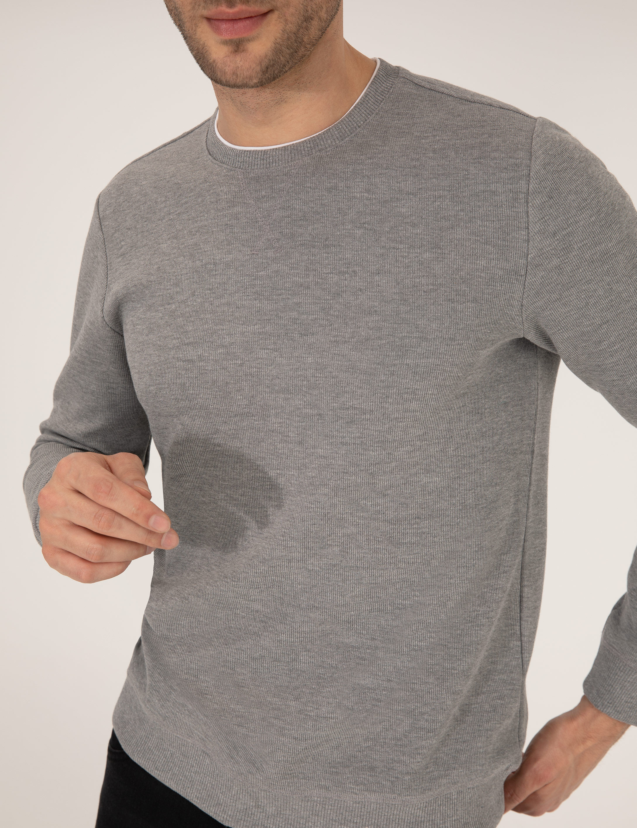 Pierre Cardin Gri Melanj Sweatshirt görsel 6