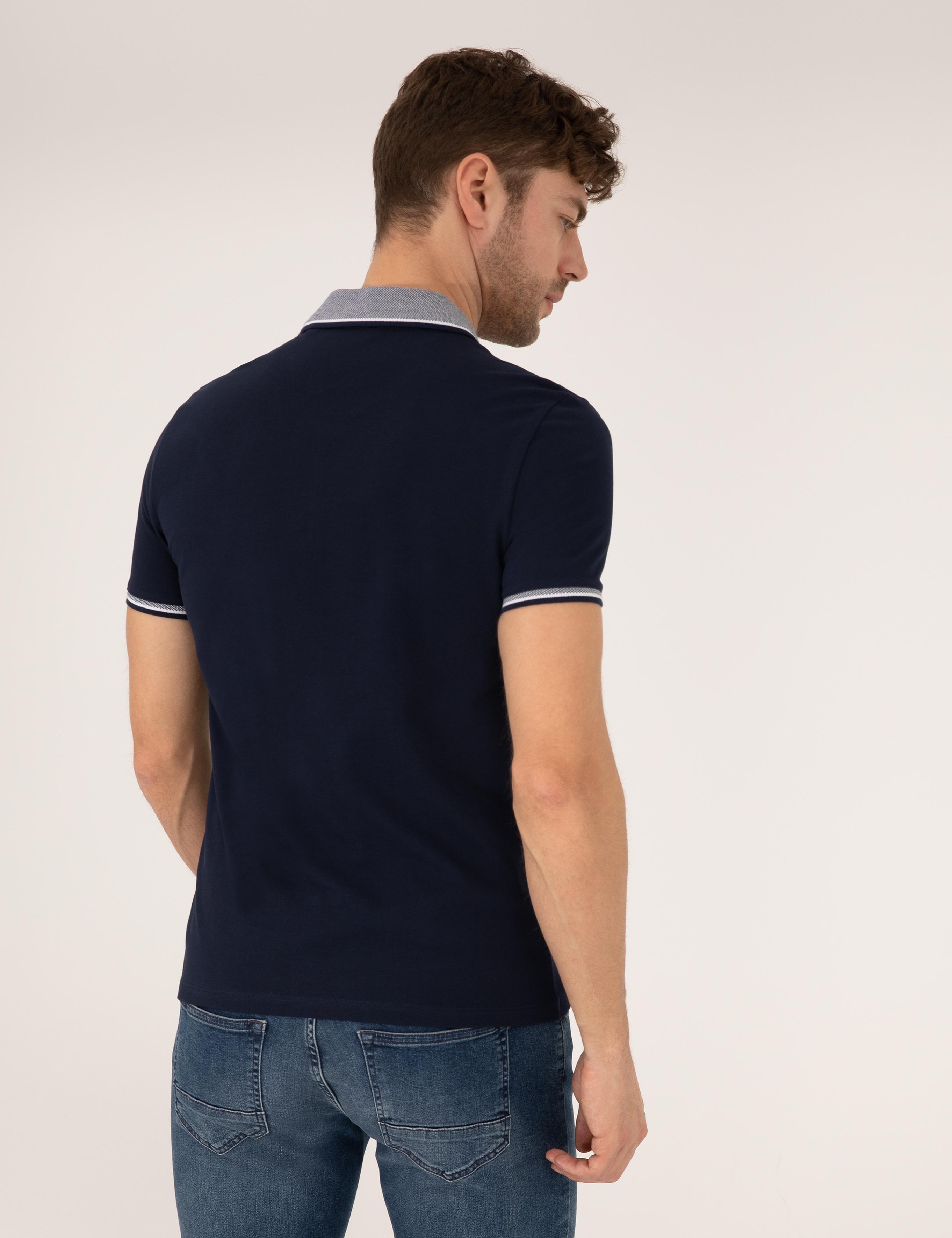 Lacivert Slim Fit Cepli Polo Yaka Tişört