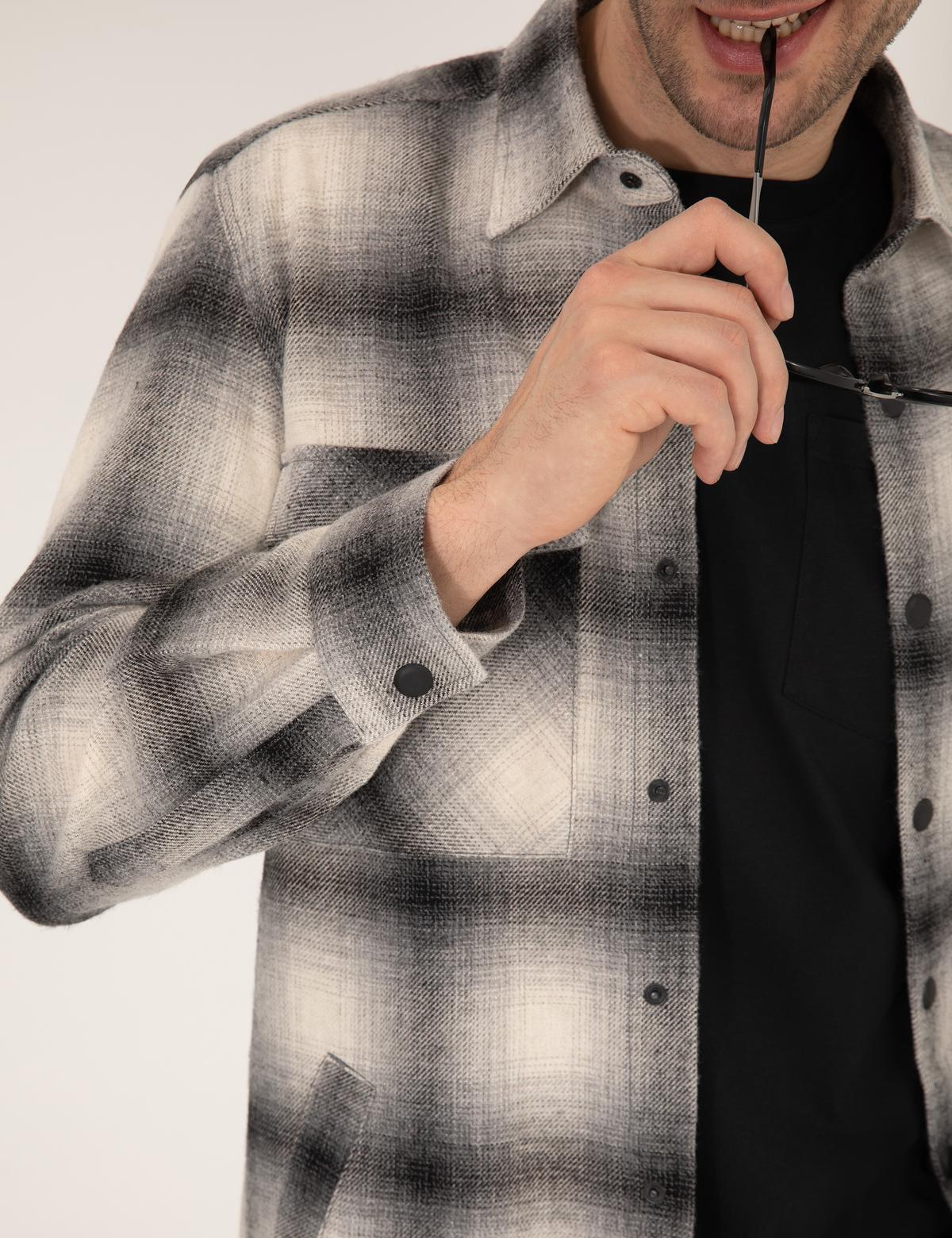 Gri Oversize Uzun Kollu Gömlek - 50269720006