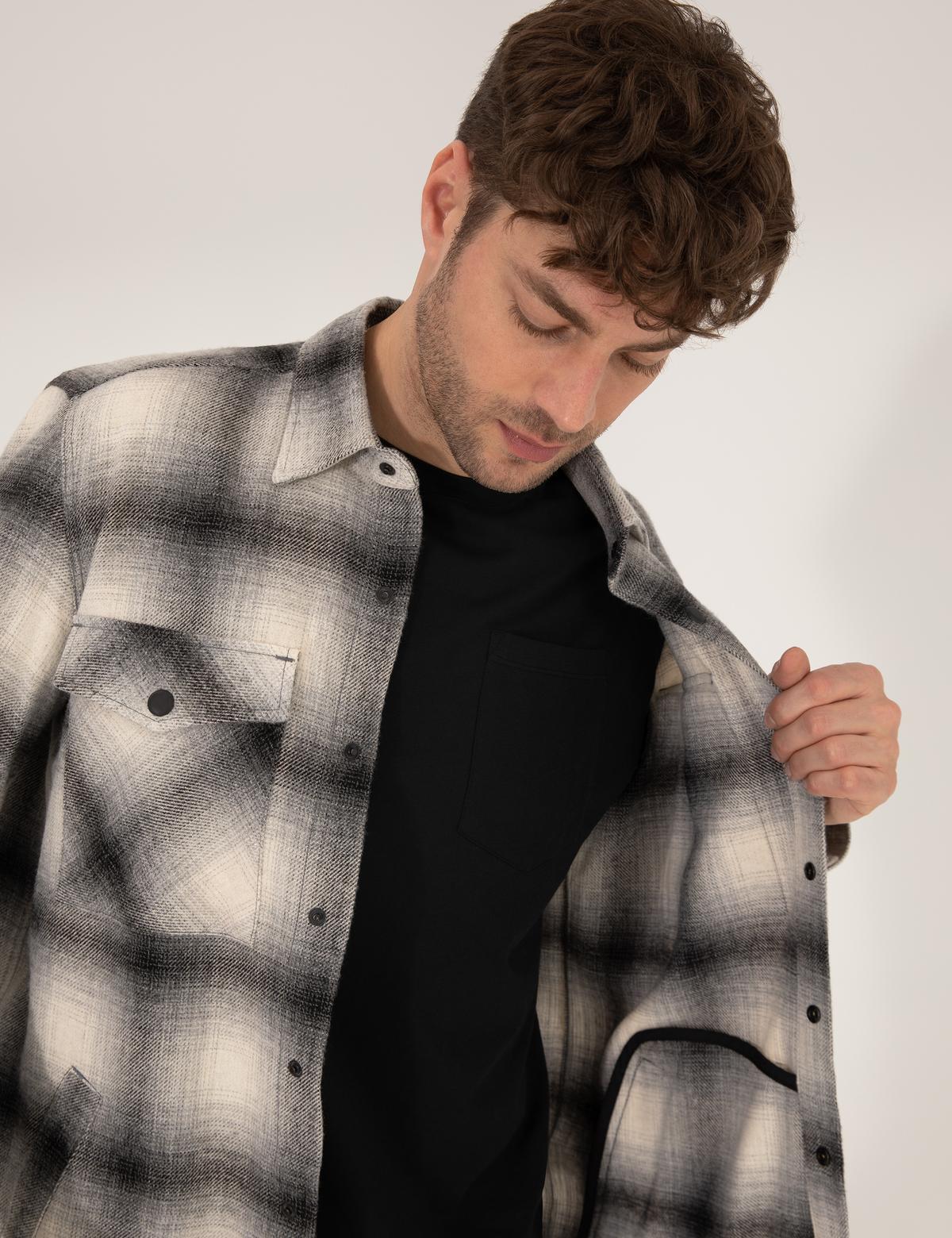 Gri Oversize Uzun Kollu Gömlek - 50269720006