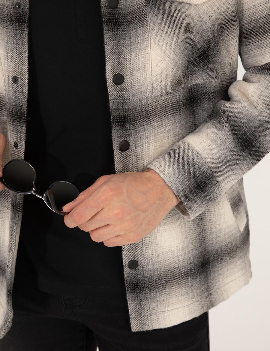 Gri Oversize Uzun Kollu Gömlek