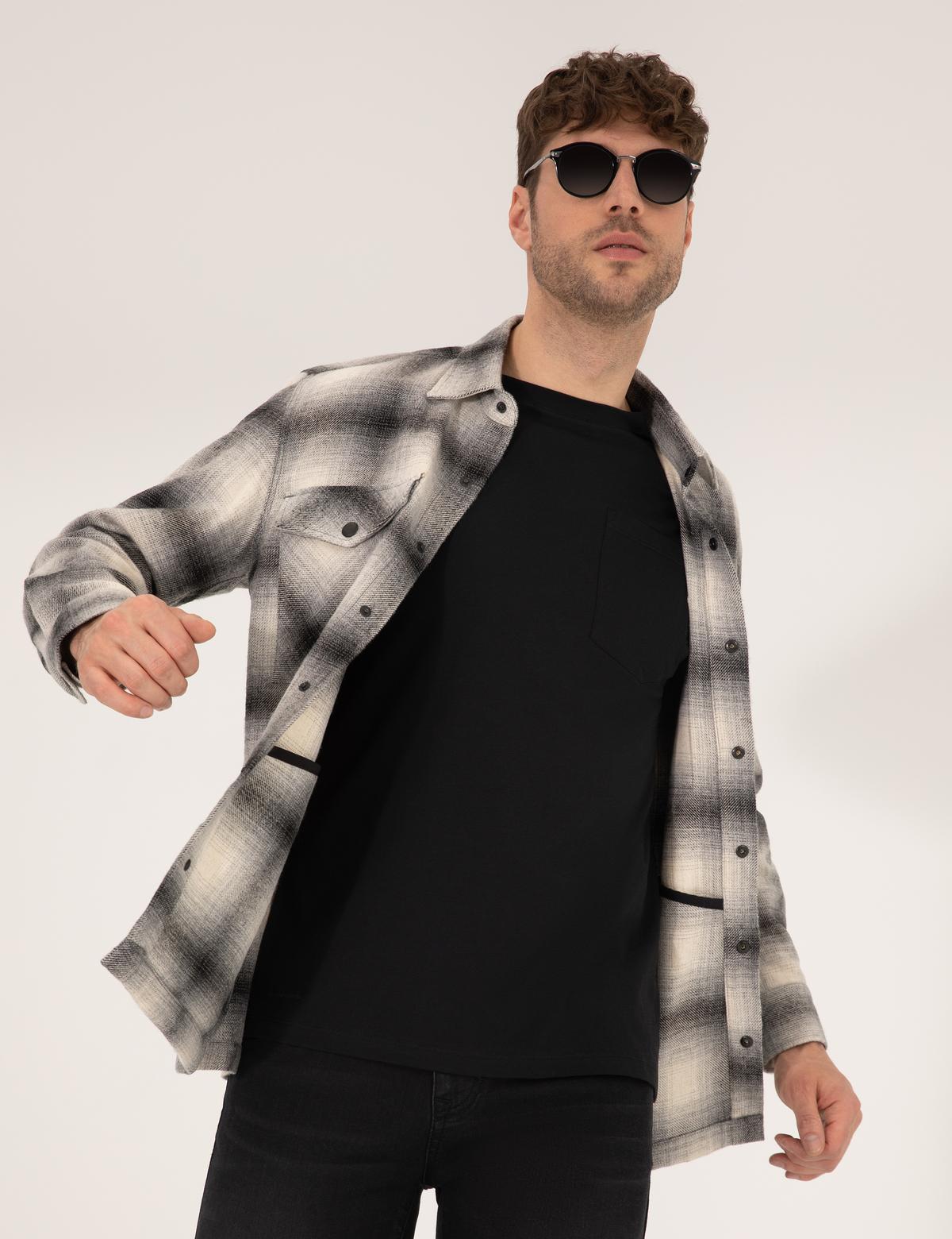 Gri Oversize Uzun Kollu Gömlek