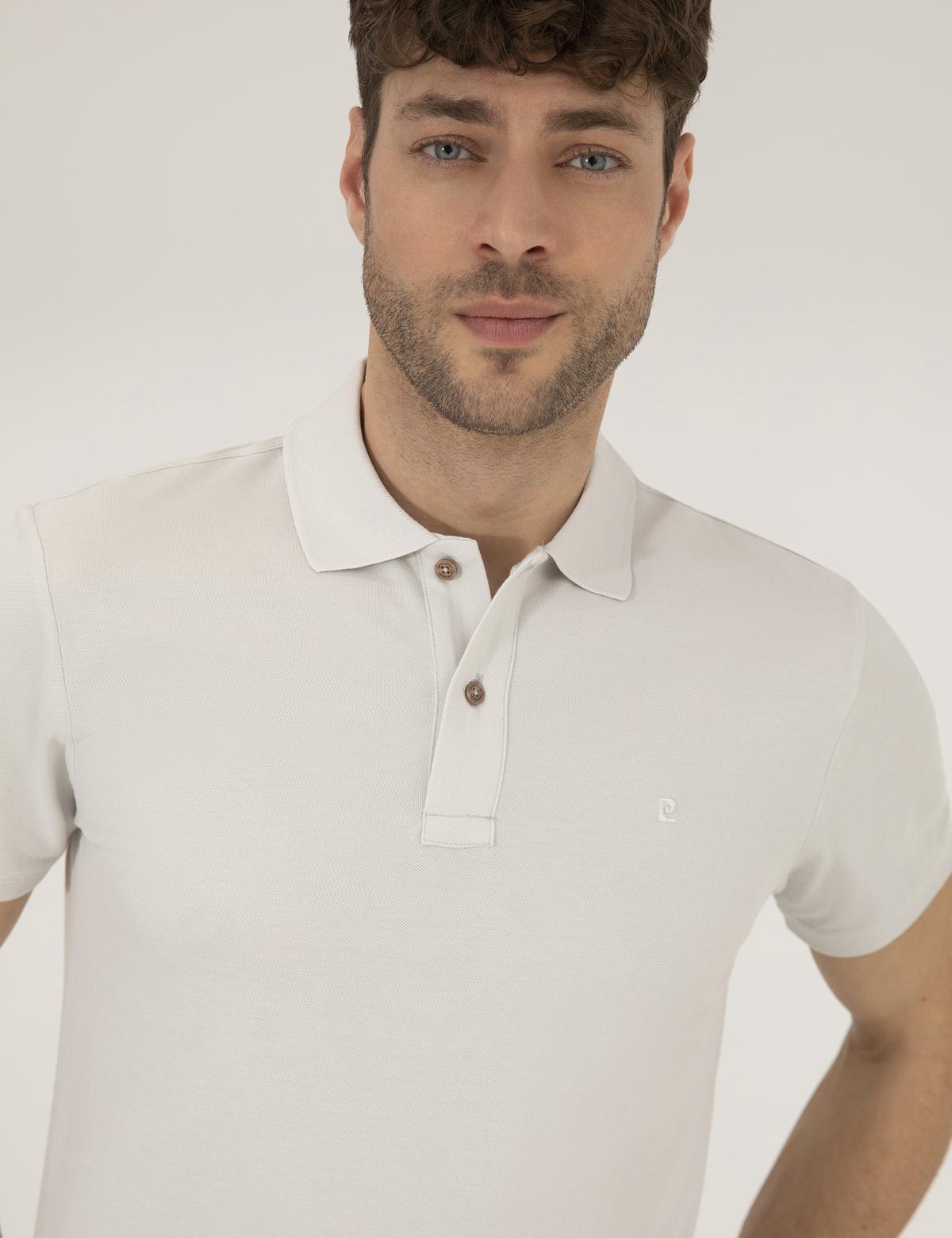 Açık Gri Slim Fit Polo Yaka Basic Tişört - 50262660263