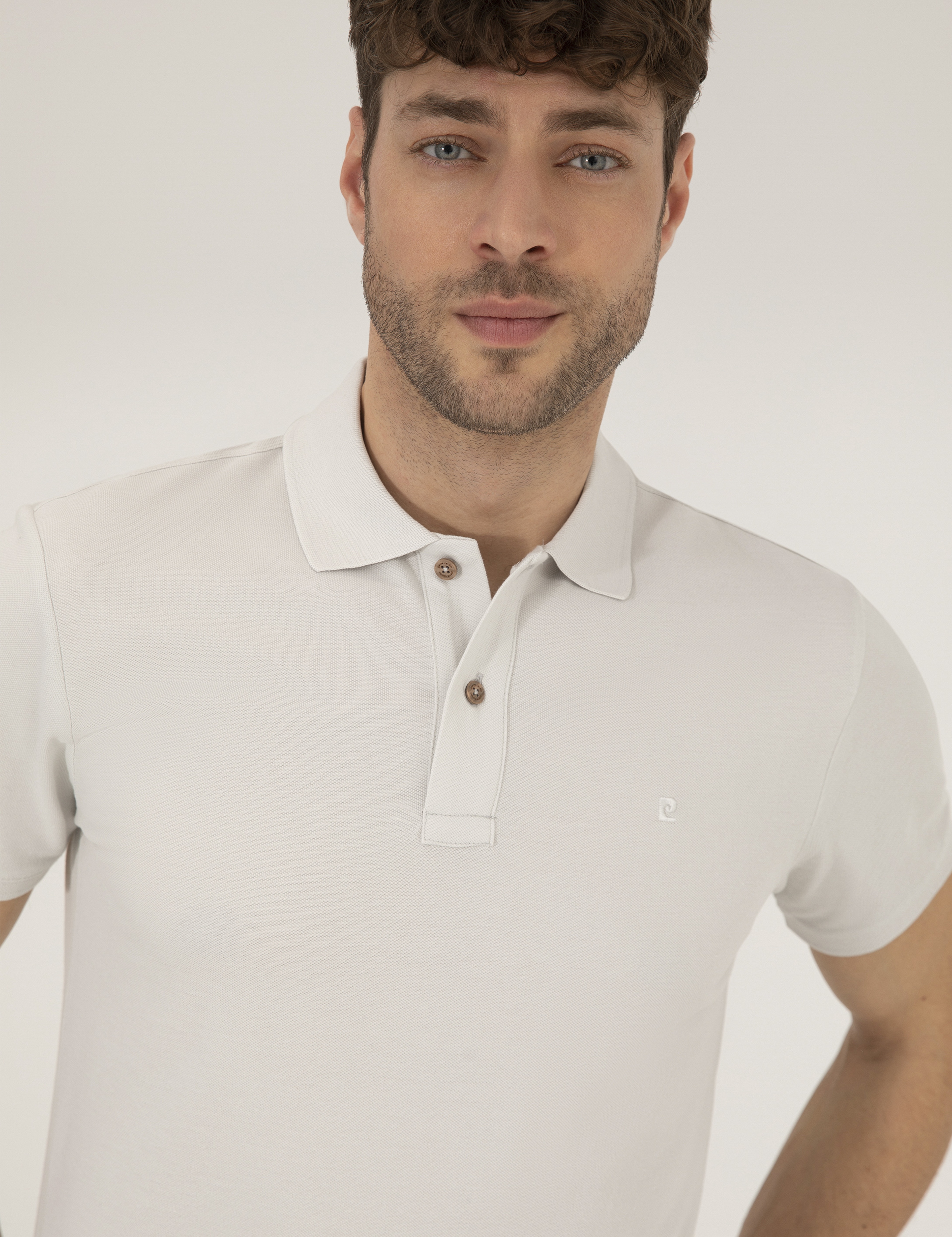 Açık Gri Slim Fit %100 Pamuk Polo Yaka Basic Tişört - Image 3
