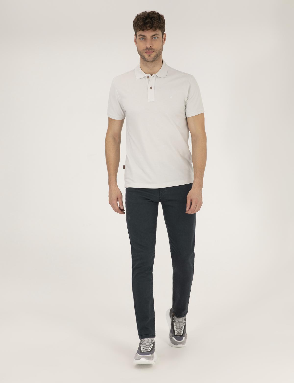 Açık Gri Slim Fit Polo Yaka Basic Tişört - 50262660263