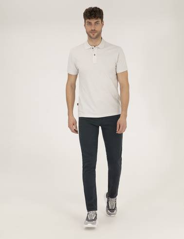 Açık Gri Slim Fit Polo Yaka Basic Tişört
