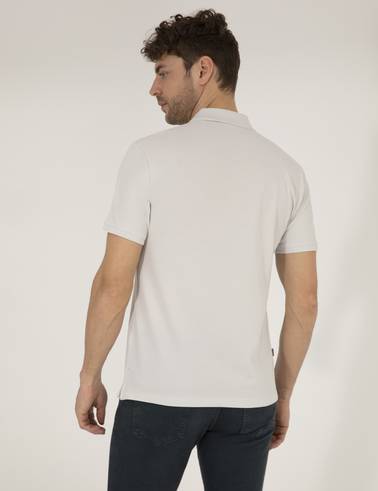 Açık Gri Slim Fit Polo Yaka Basic Tişört