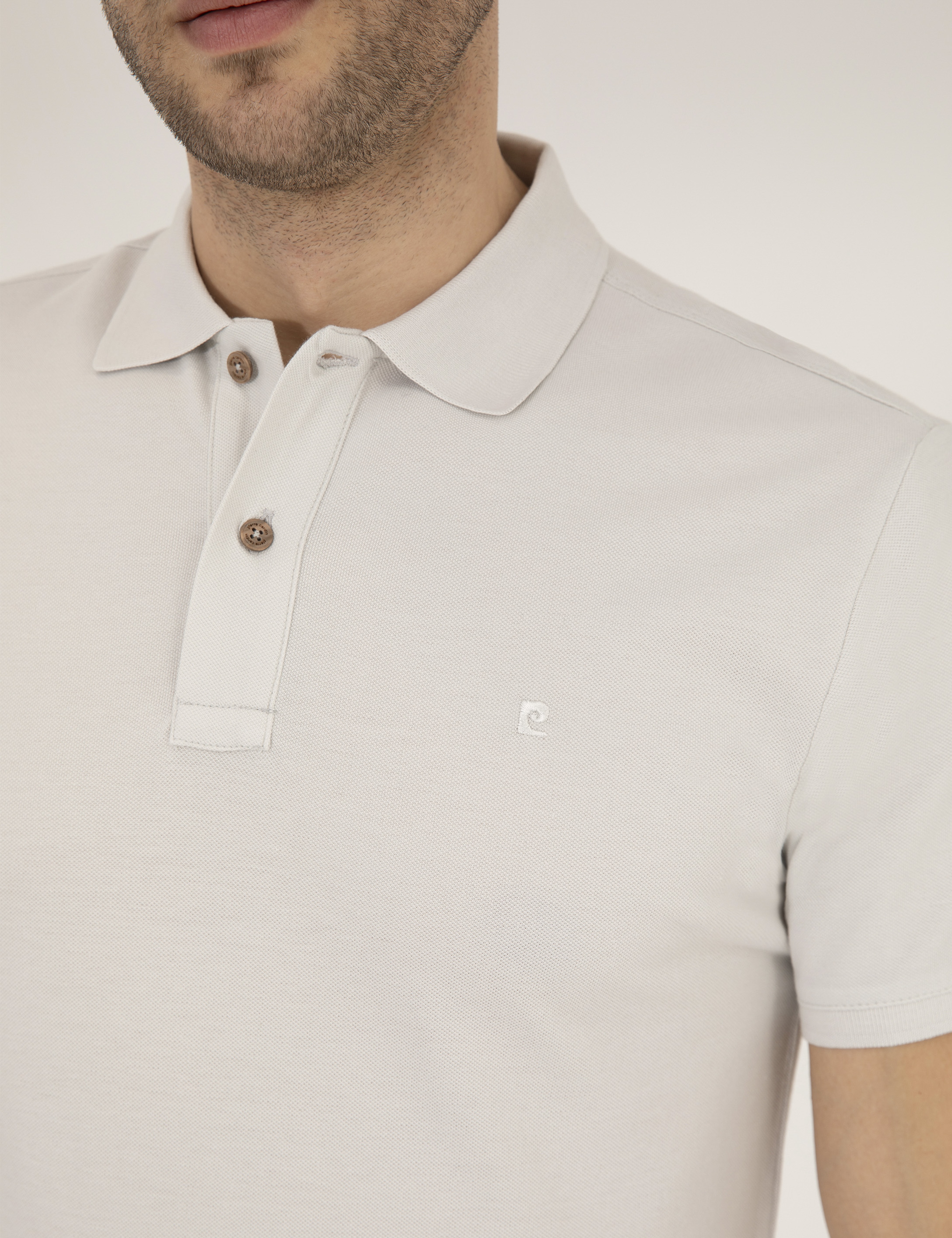 Açık Gri Slim Fit %100 Pamuk Polo Yaka Basic Tişört - Image 7