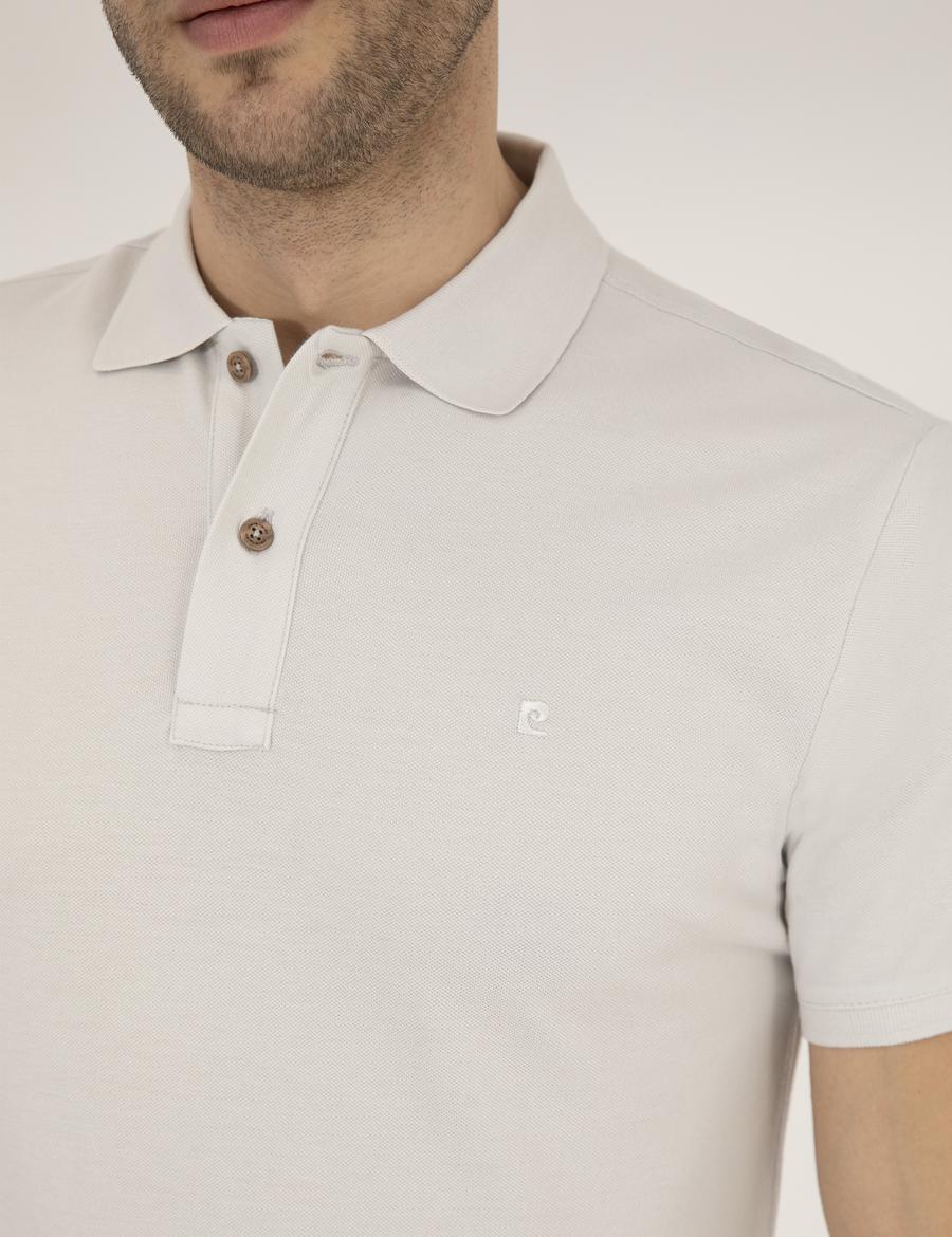 Açık Gri Slim Fit Polo Yaka Basic Tişört