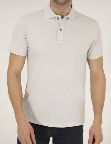 Açık Gri Slim Fit Polo Yaka Basic Tişört