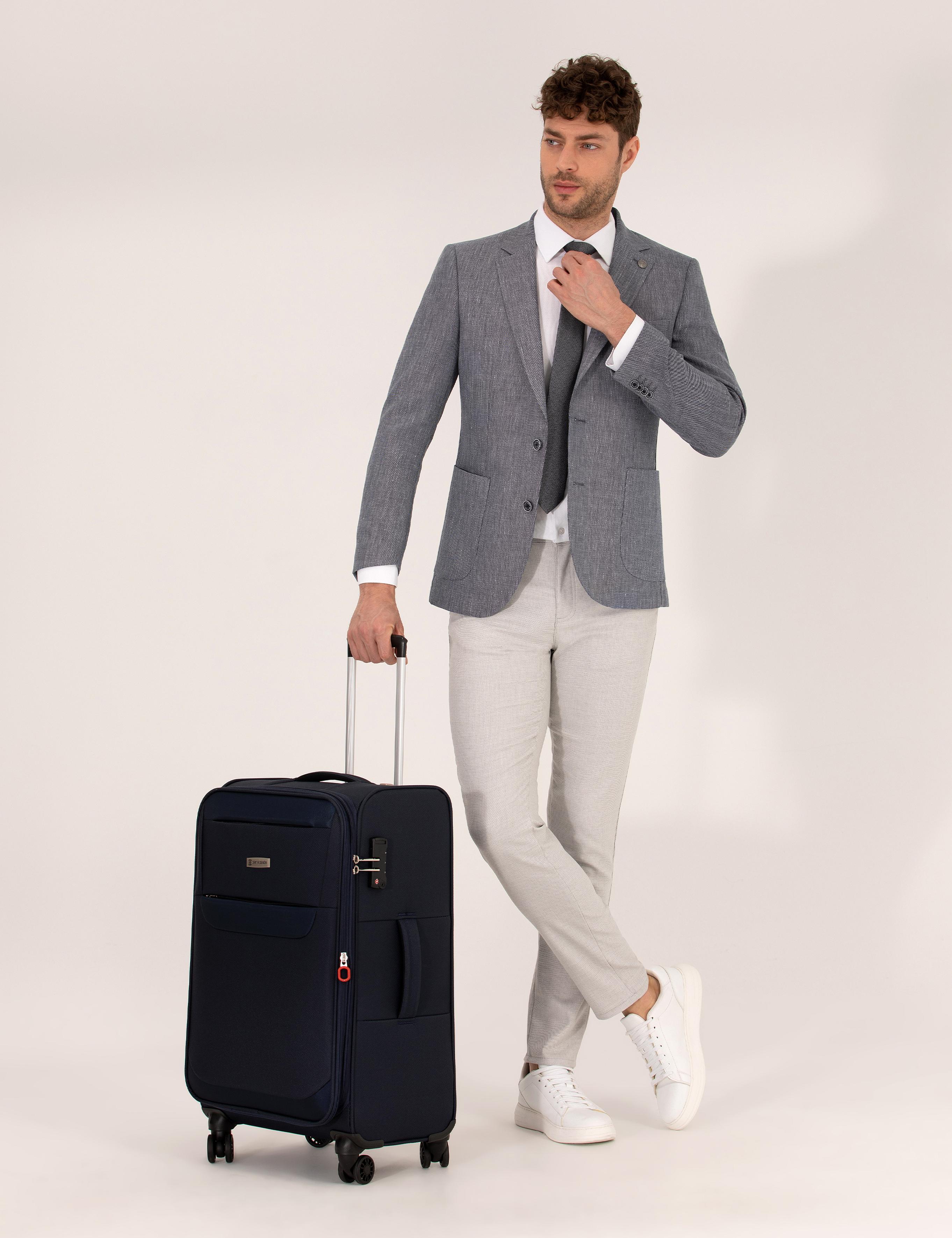 Lacivert Orta Boy Kumaş Valiz