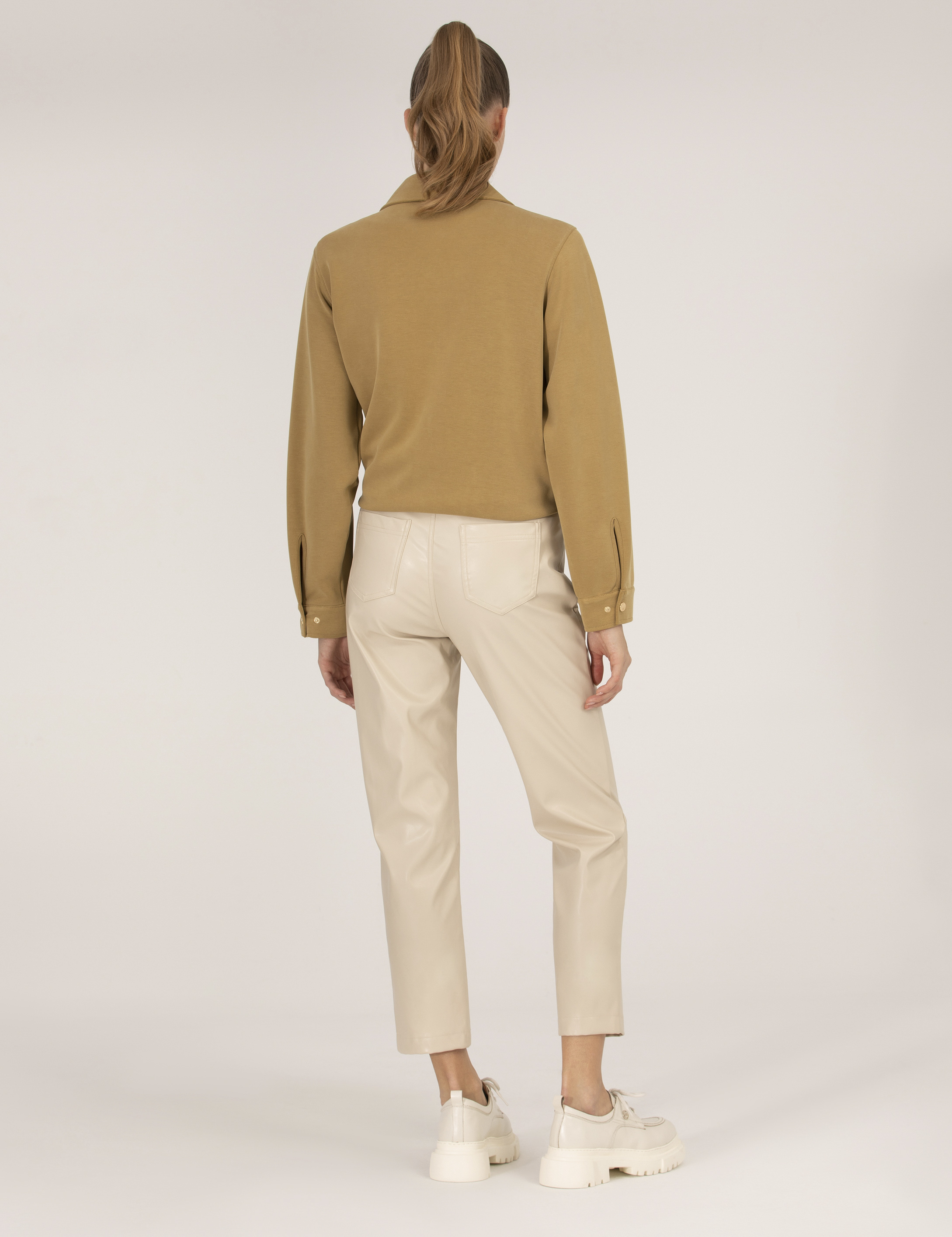 Bej Slim Fit Deri Pantolon