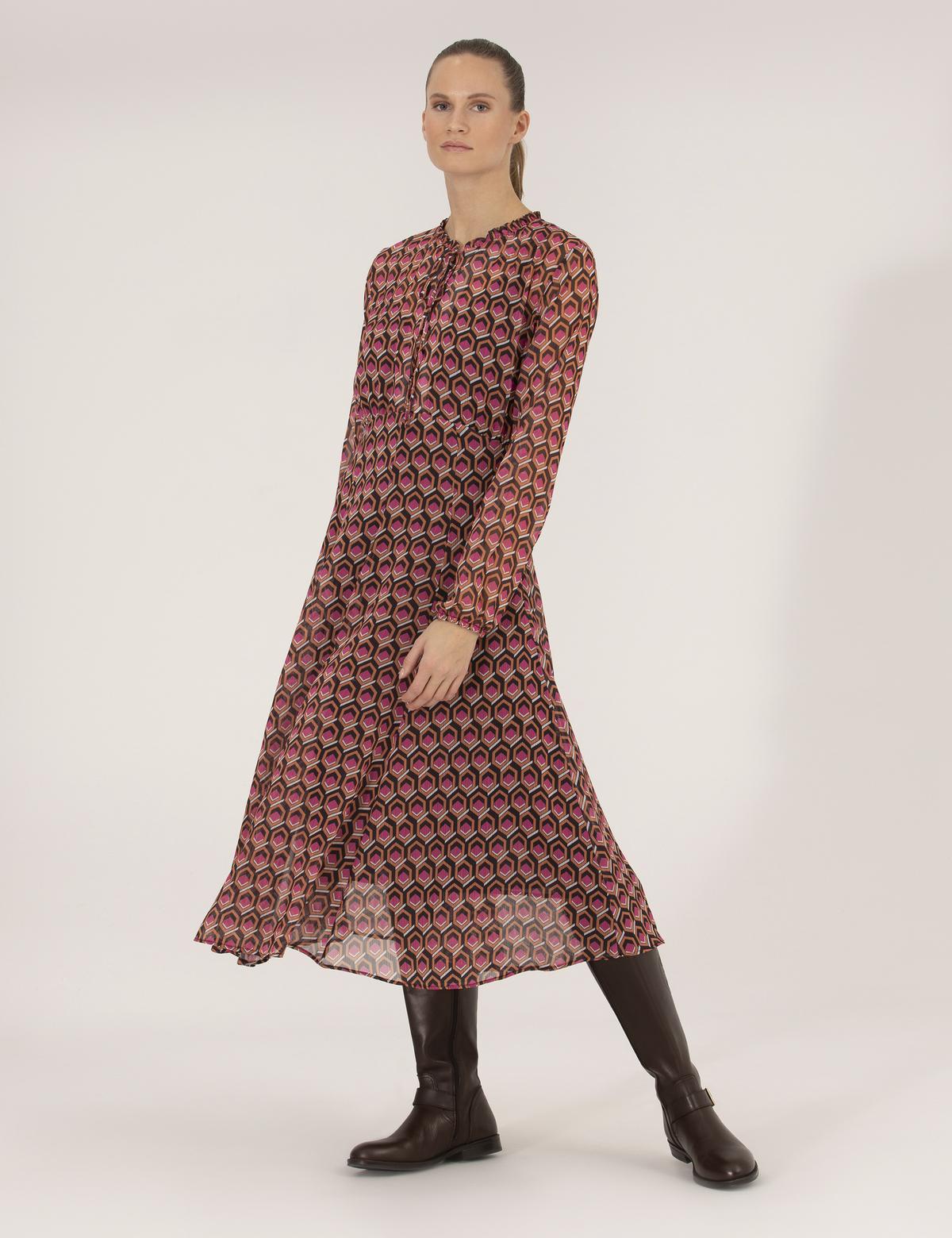 Turuncu Desenli Elbise - 50245036001