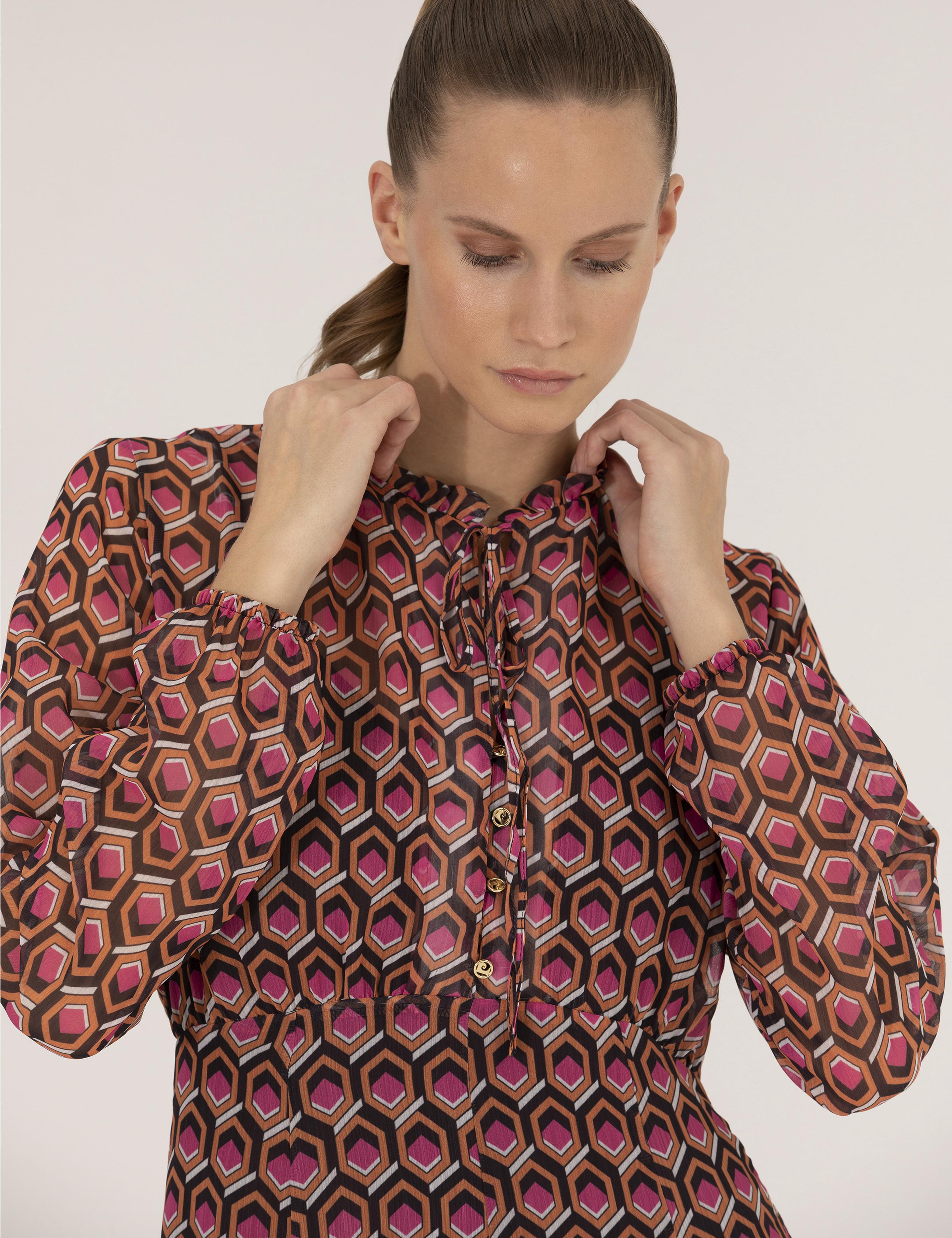 Turuncu Desenli Elbise