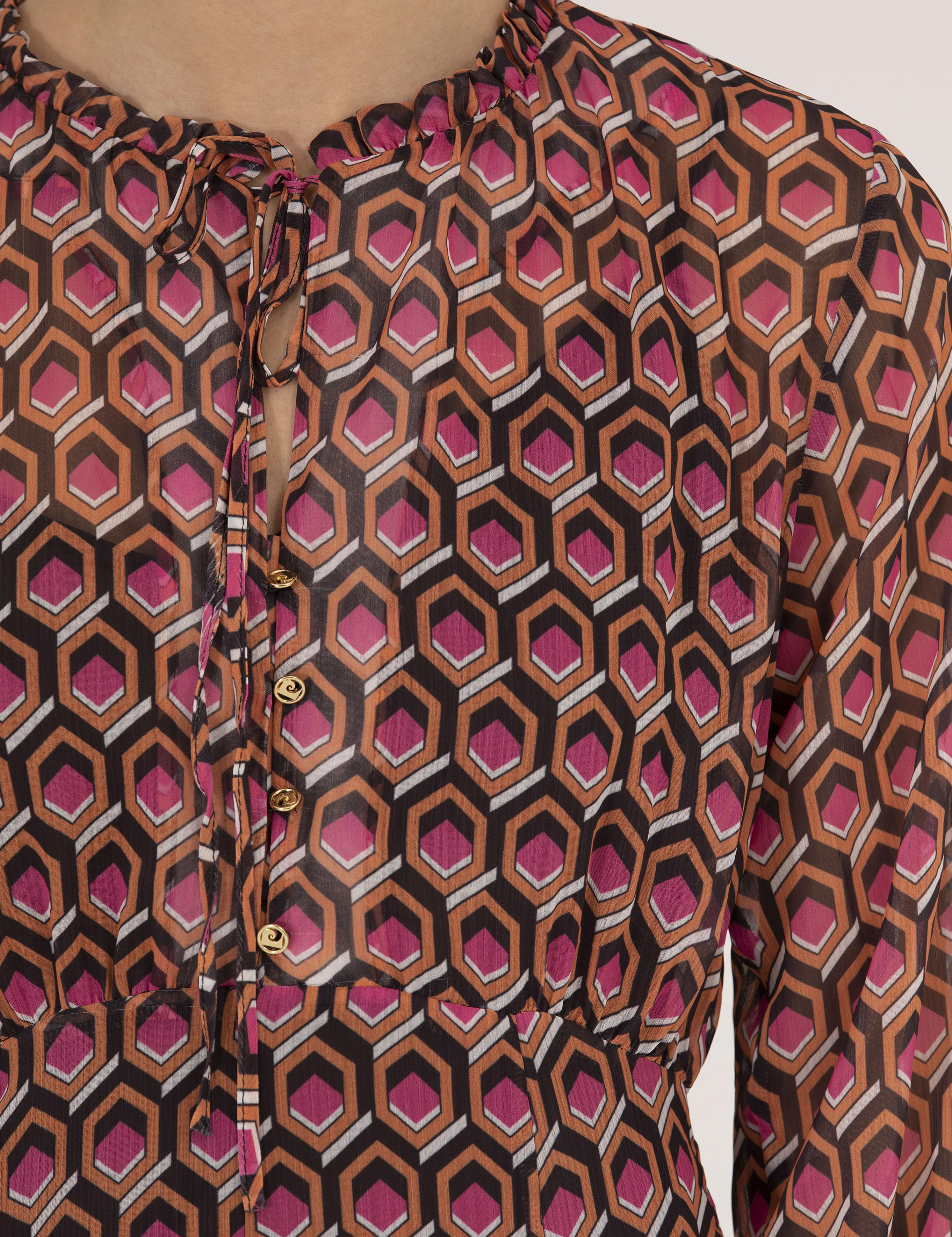 Turuncu Desenli Elbise