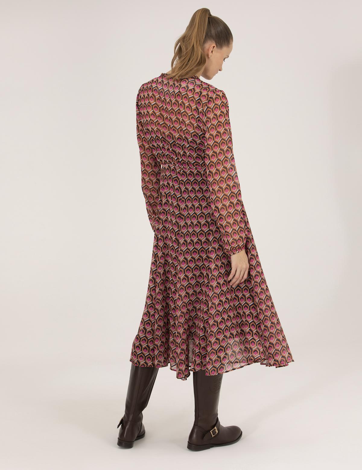 Turuncu Desenli Elbise - 50245036001