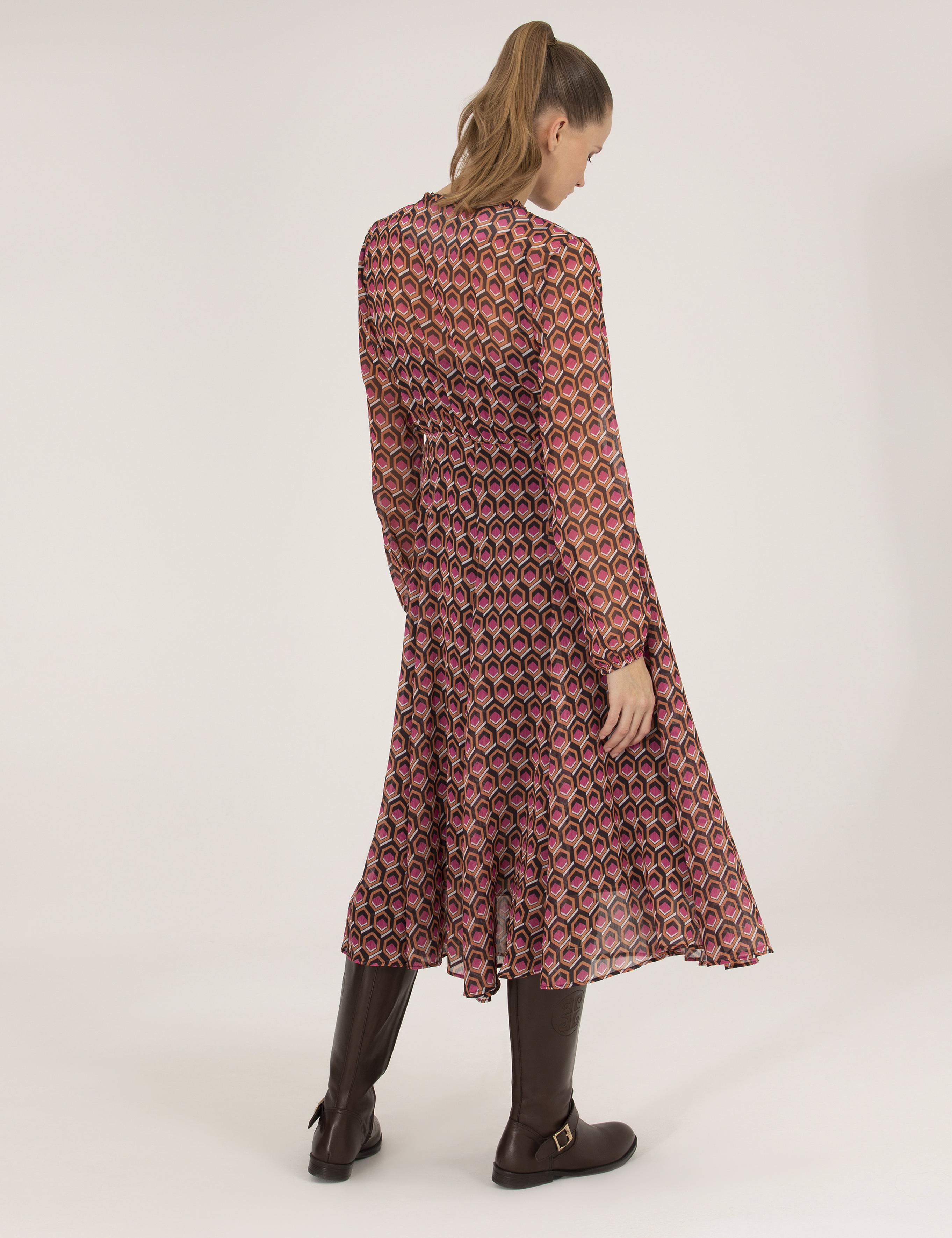 Turuncu Desenli Elbise