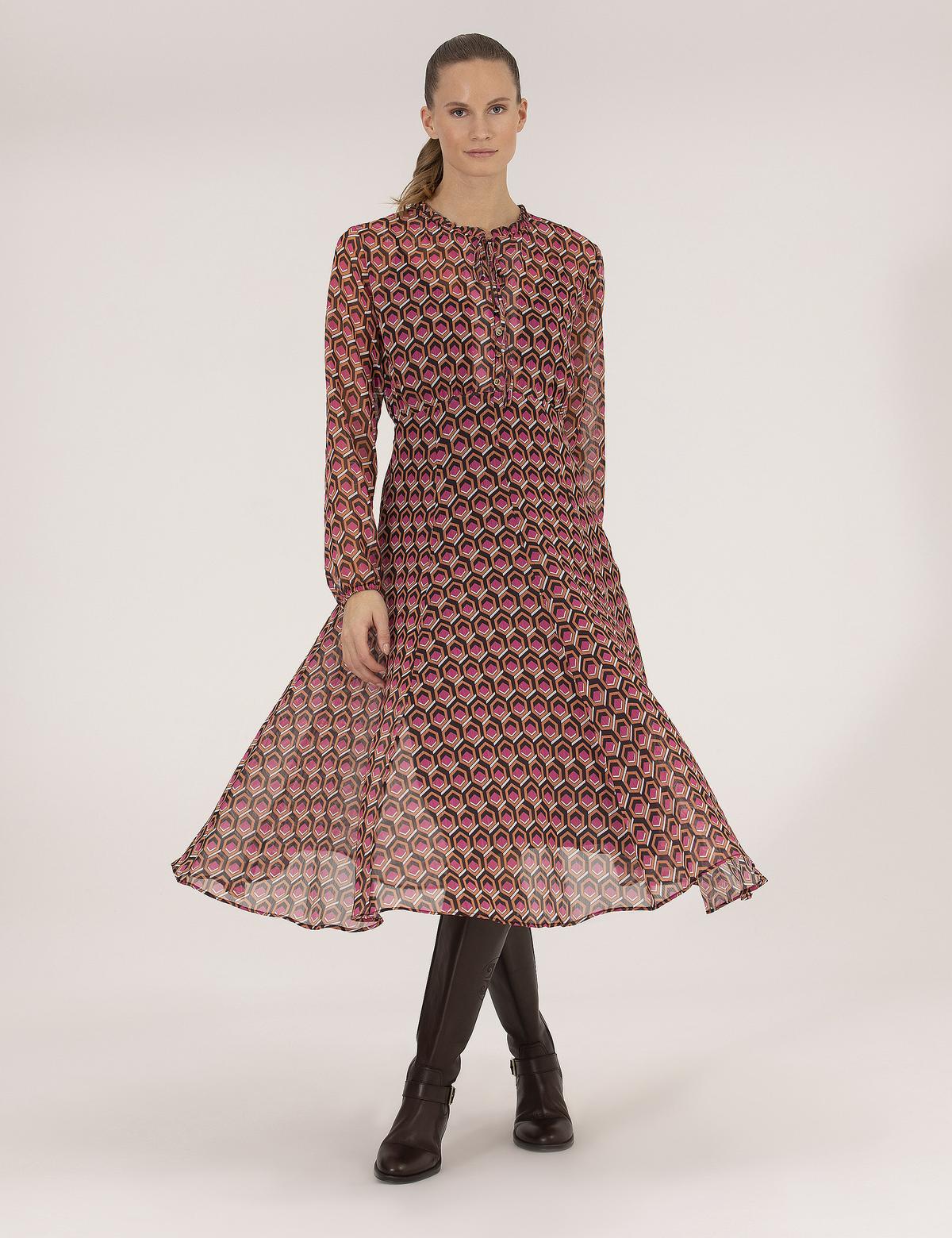 Turuncu Desenli Elbise