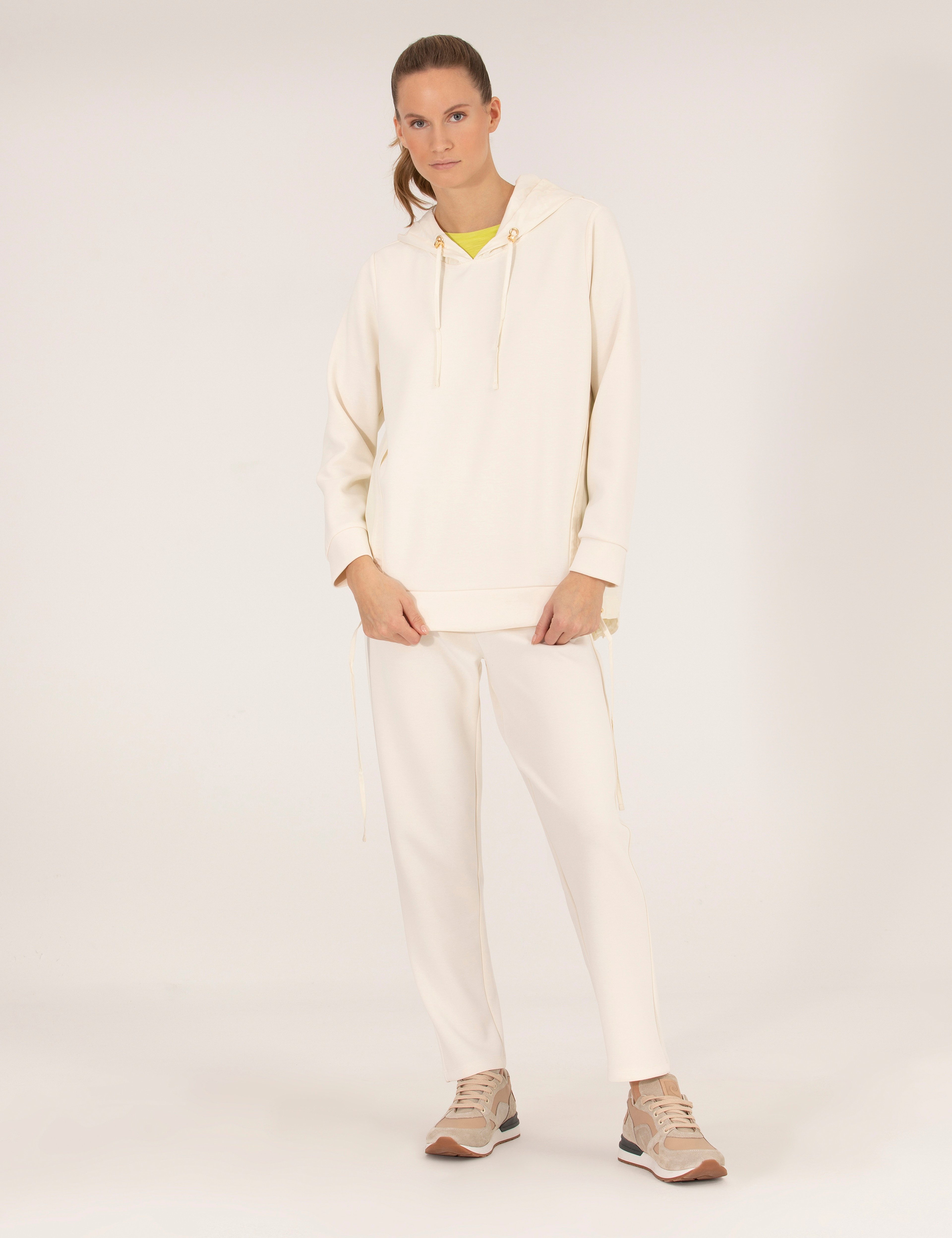 Ekru Comfort Fit Kapüşonlu Sweatshirt - Image 2