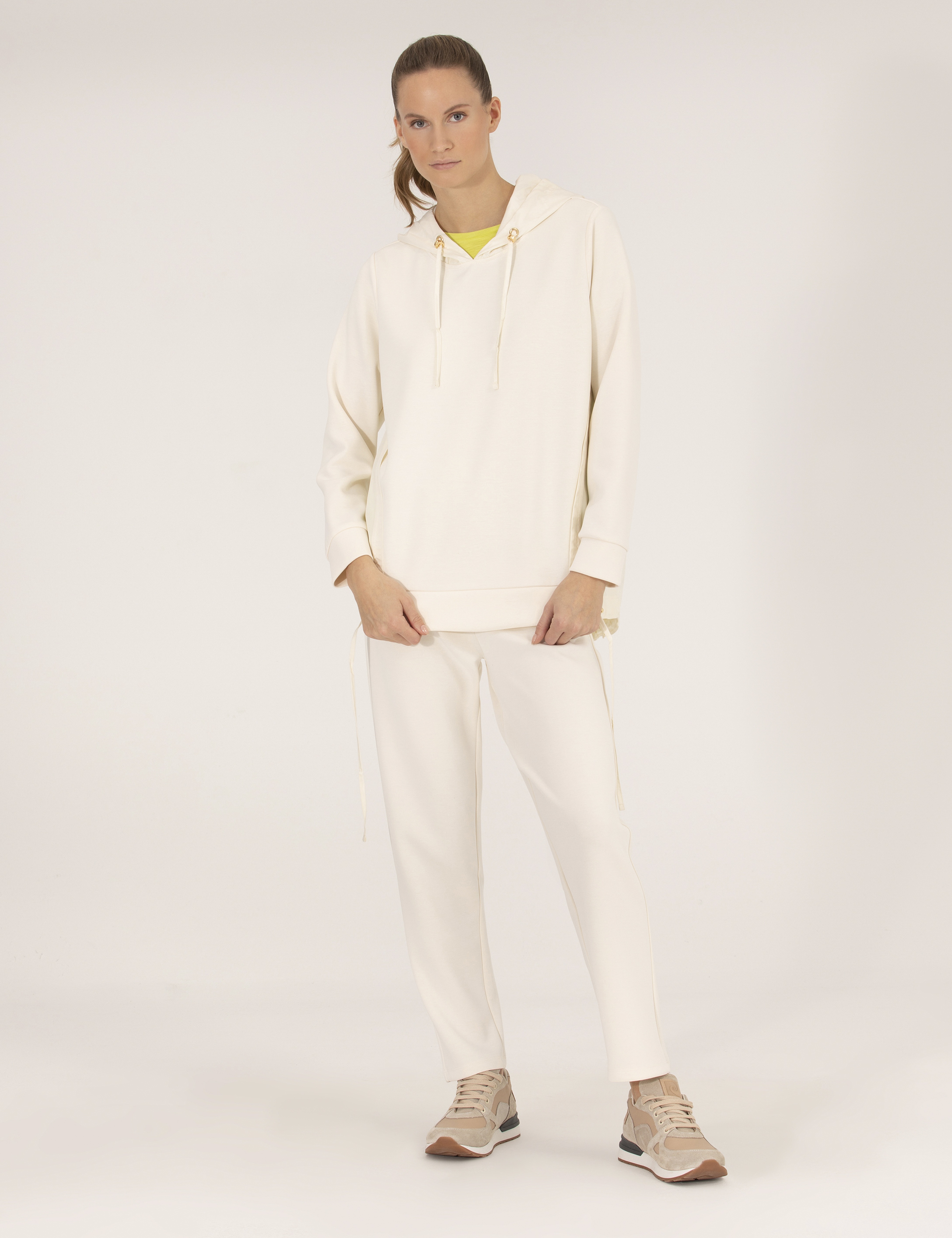 Ekru Comfort Fit Kapüşonlu Sweatshirt
