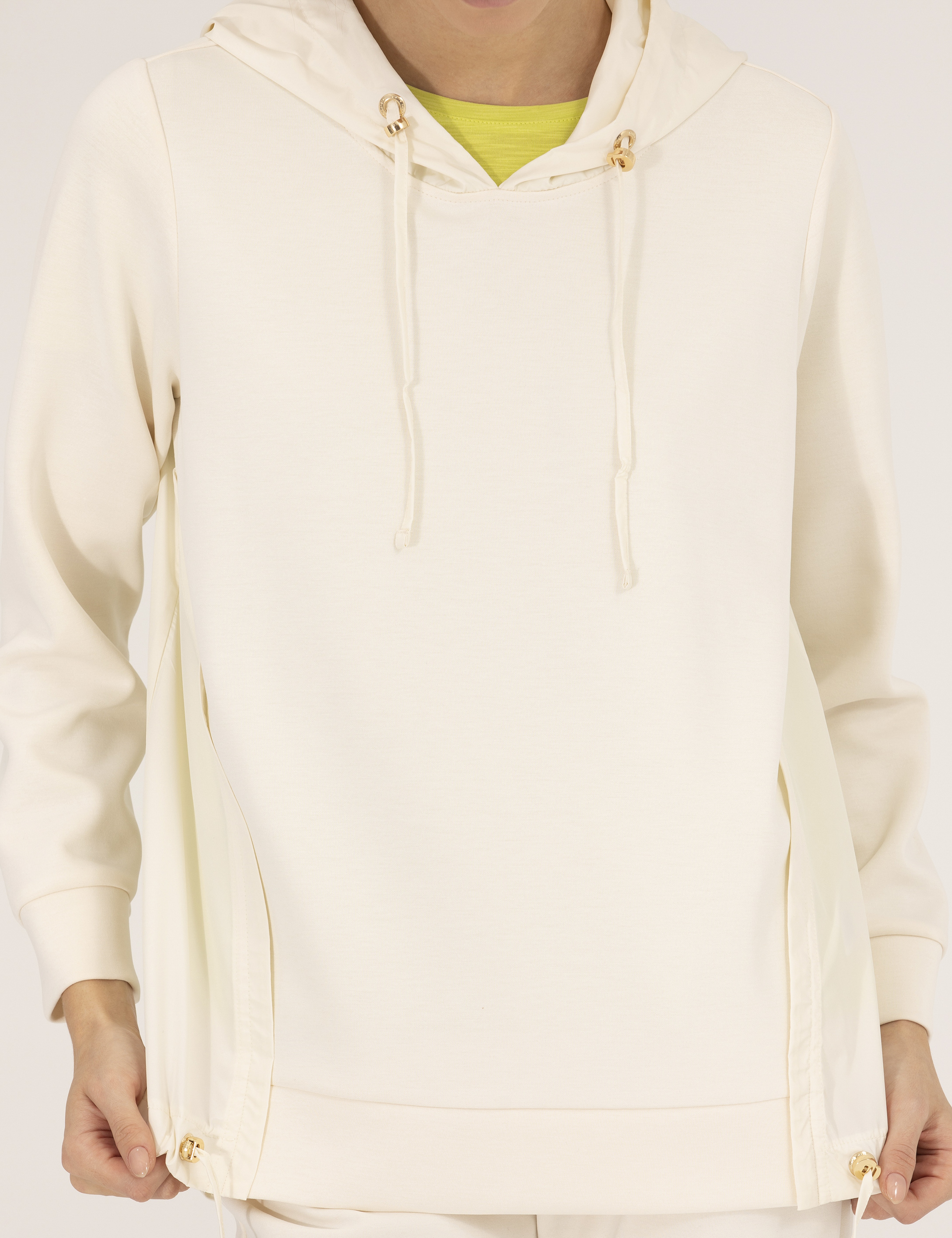 Ekru Comfort Fit Kapüşonlu Sweatshirt